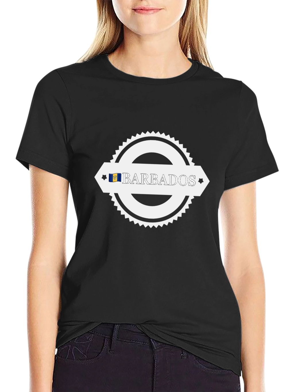 Barbados Flag Graphic Black T-Shirt