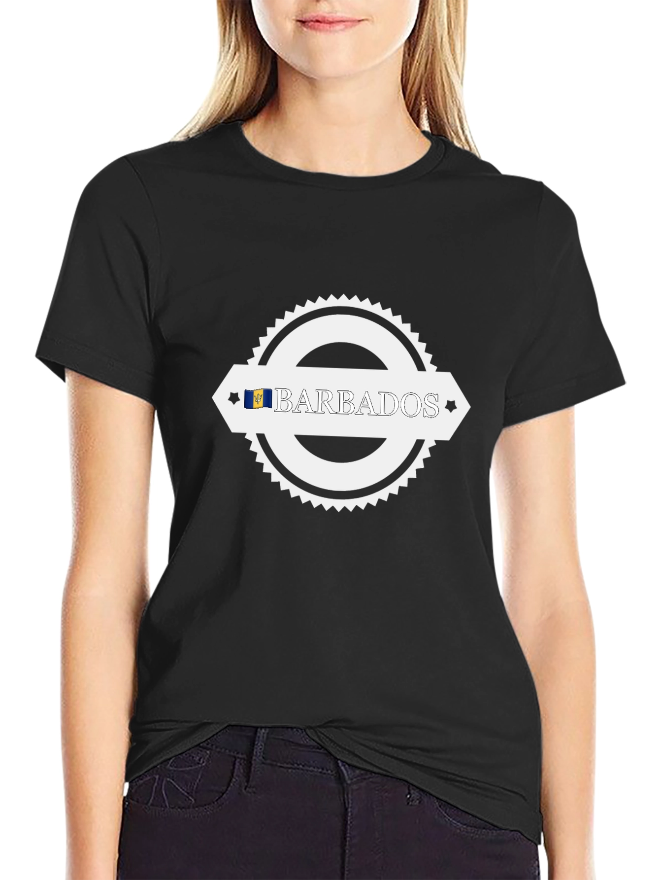 Barbados Flag Graphic Black T-Shirt