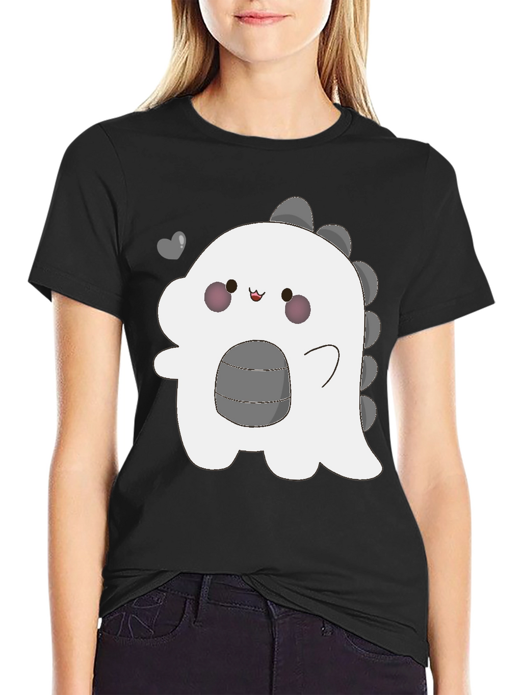 Kawaii Dinosaur Graphic Tee - Trendy Black T-Shirt