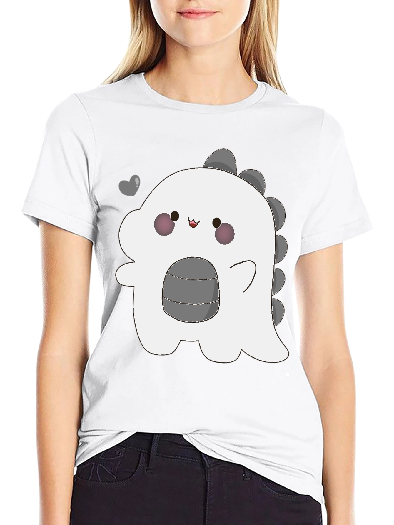 Kawaii Dinosaur Graphic Tee - Trendy Black T-Shirt