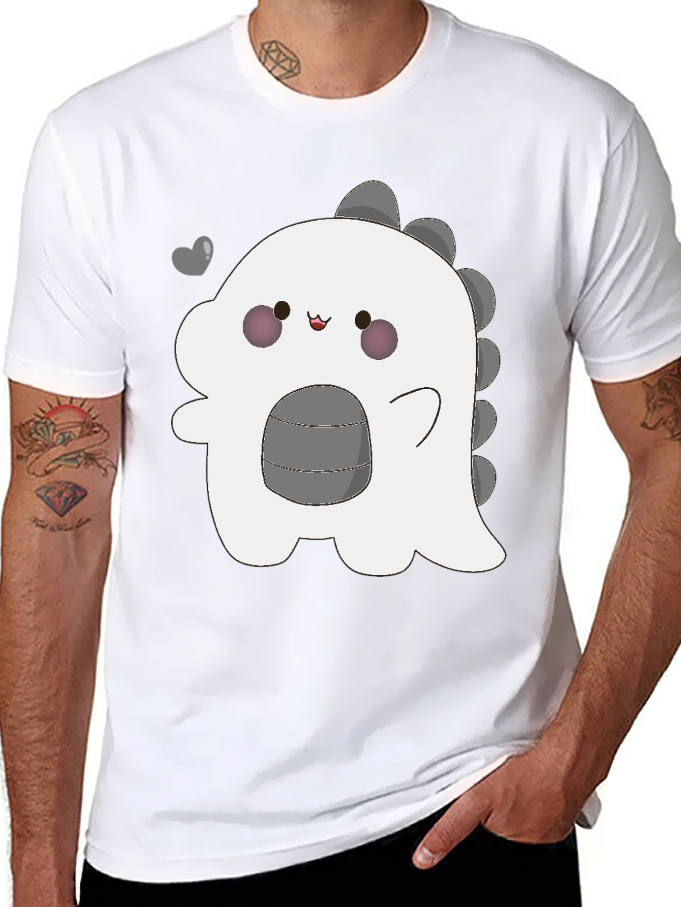 Kawaii Dinosaur Graphic Tee - Trendy Black T-Shirt