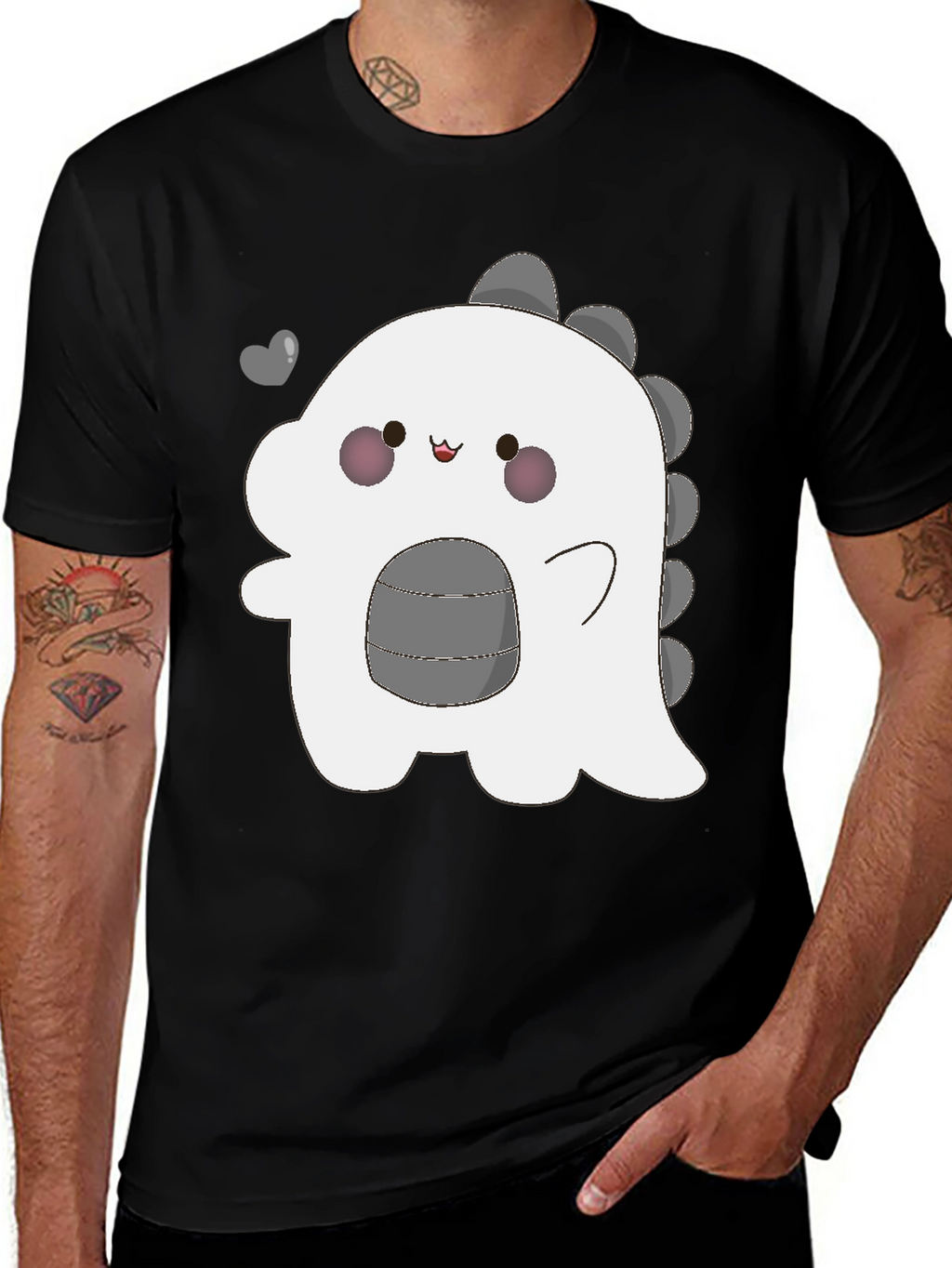 Kawaii Dinosaur Graphic Tee - Trendy Black T-Shirt