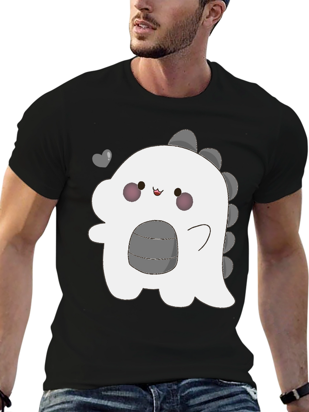 Kawaii Dinosaur Graphic Tee - Trendy Black T-Shirt