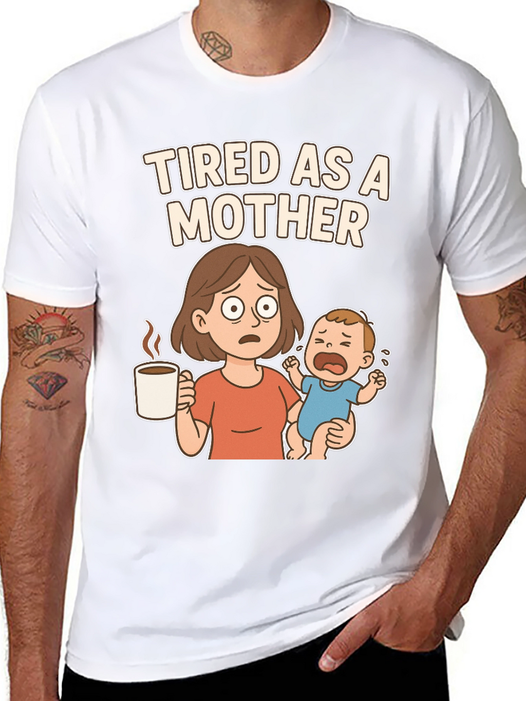 Tired as a Mother Cartoon Graphic T-Shirt