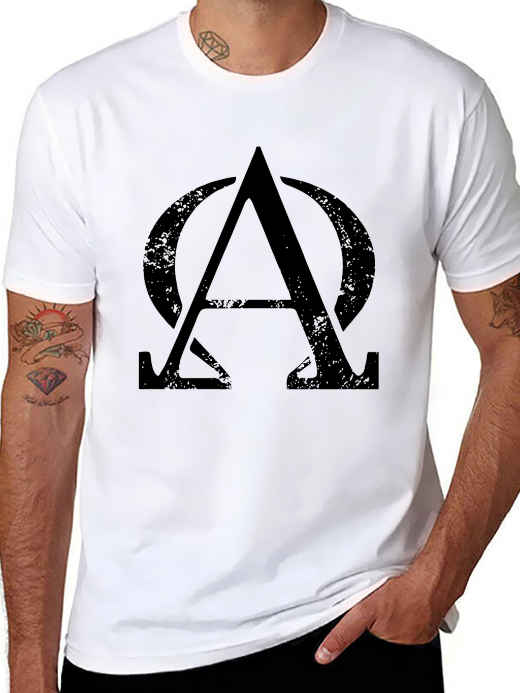 Alpha Omega Symbol Graphic Tee - Black Cotton T-Shirt