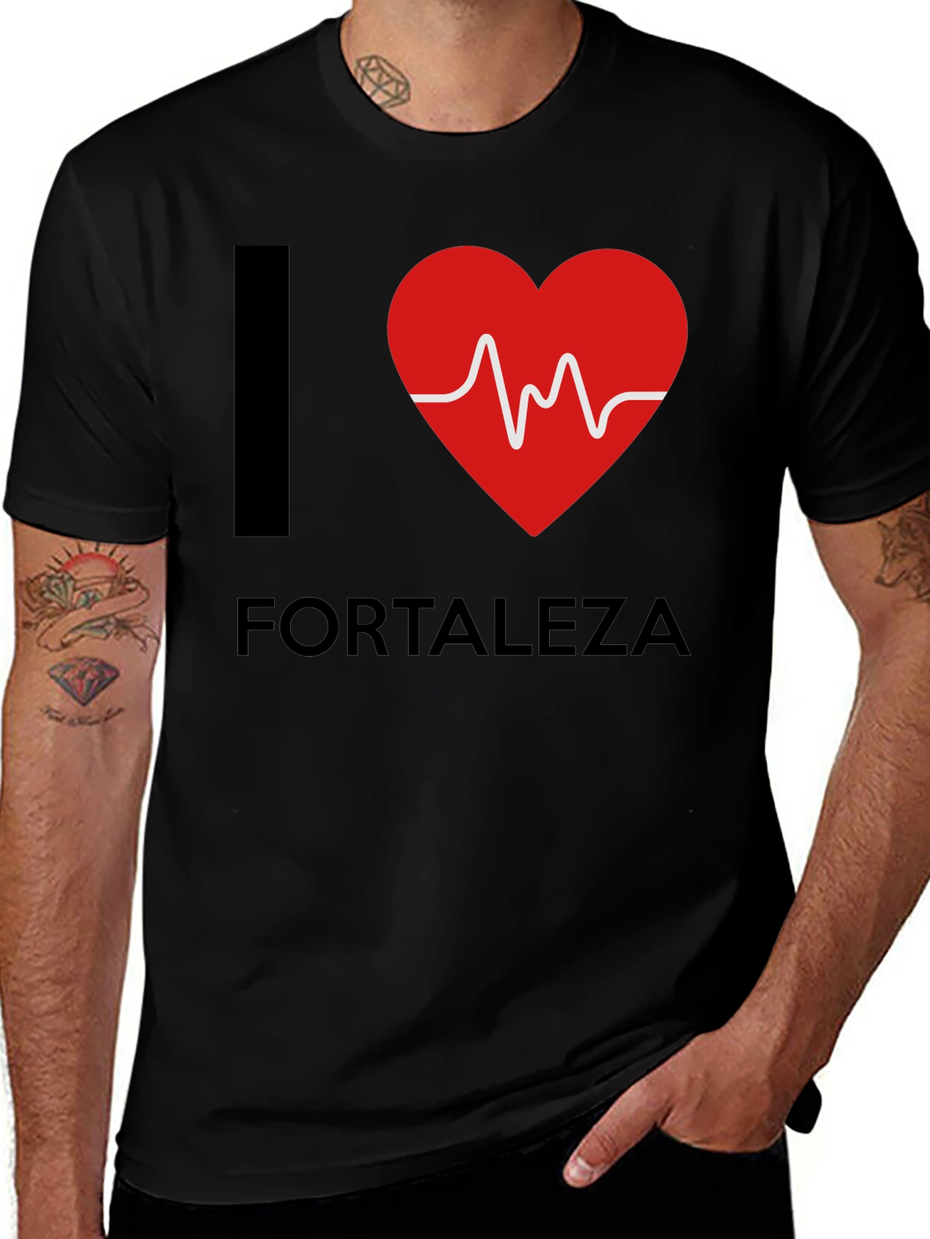 I Heart Fortaleza T-Shirt - Pulse Design Black Tee