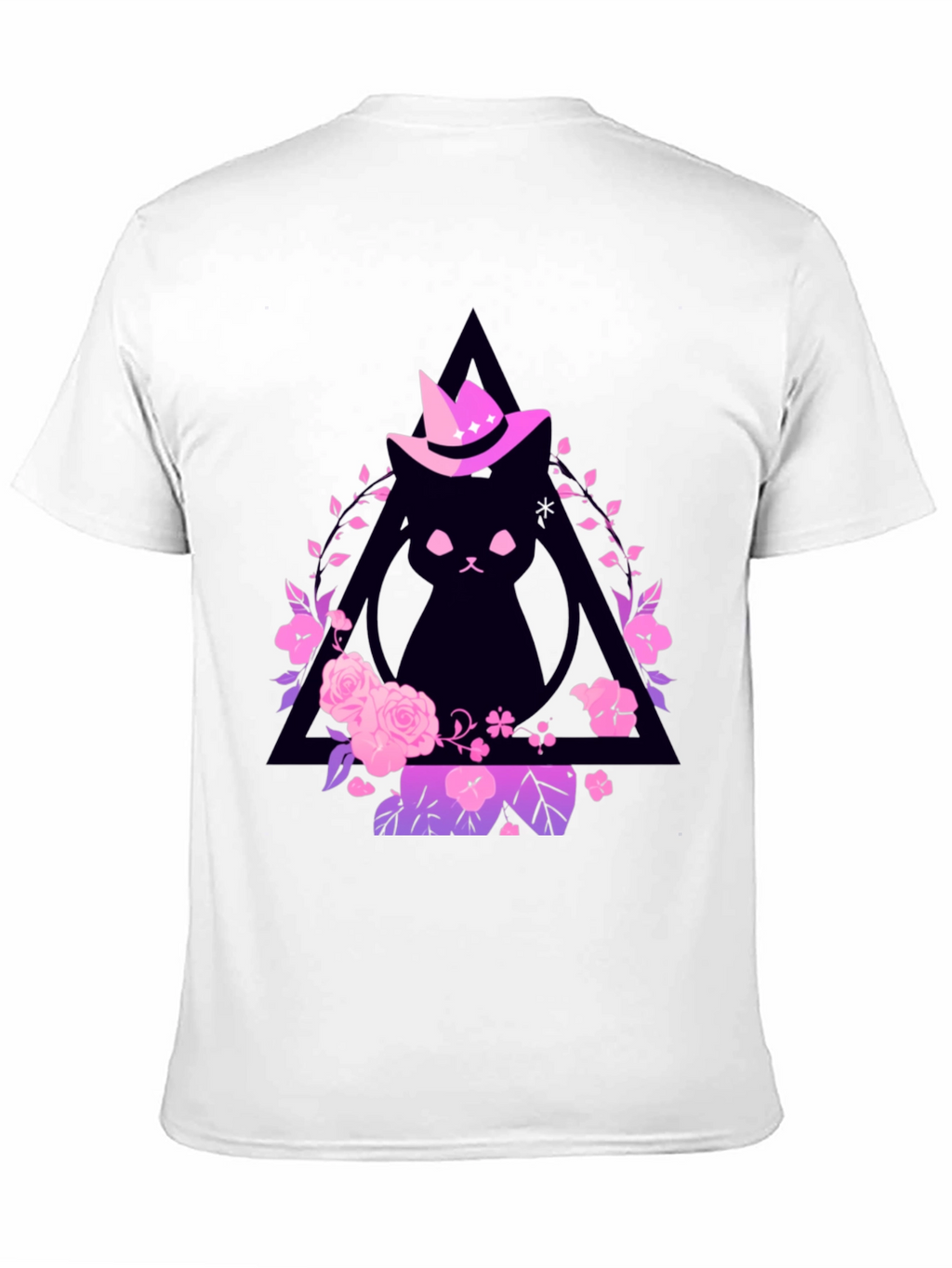 Witch Cat Graphic Tee - Floral Triangle Design