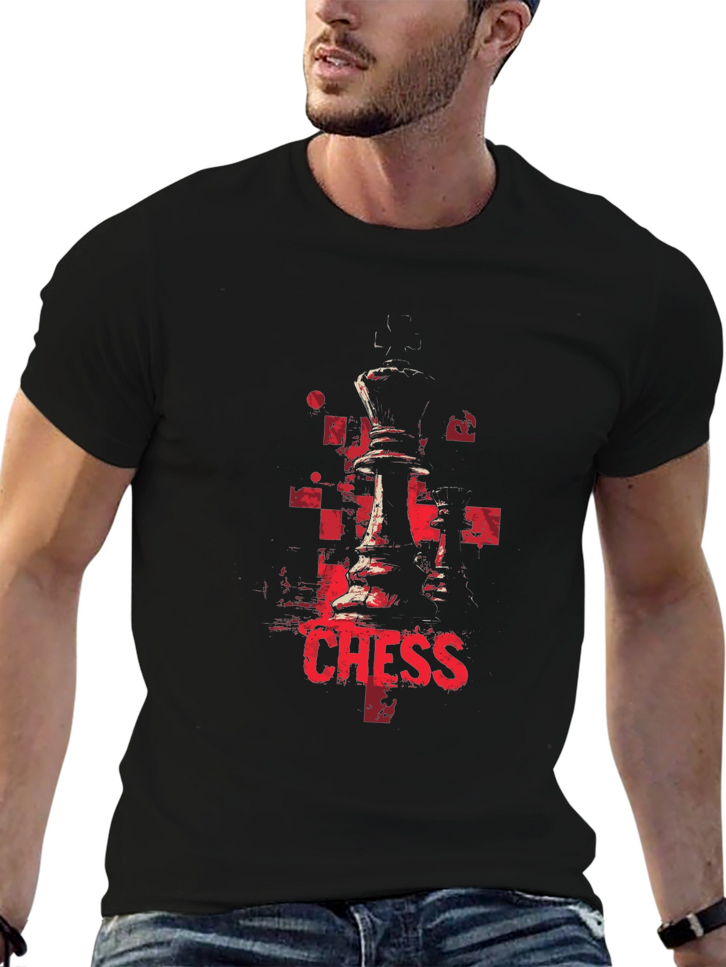 Chess Piece Graphic Black T-Shirt