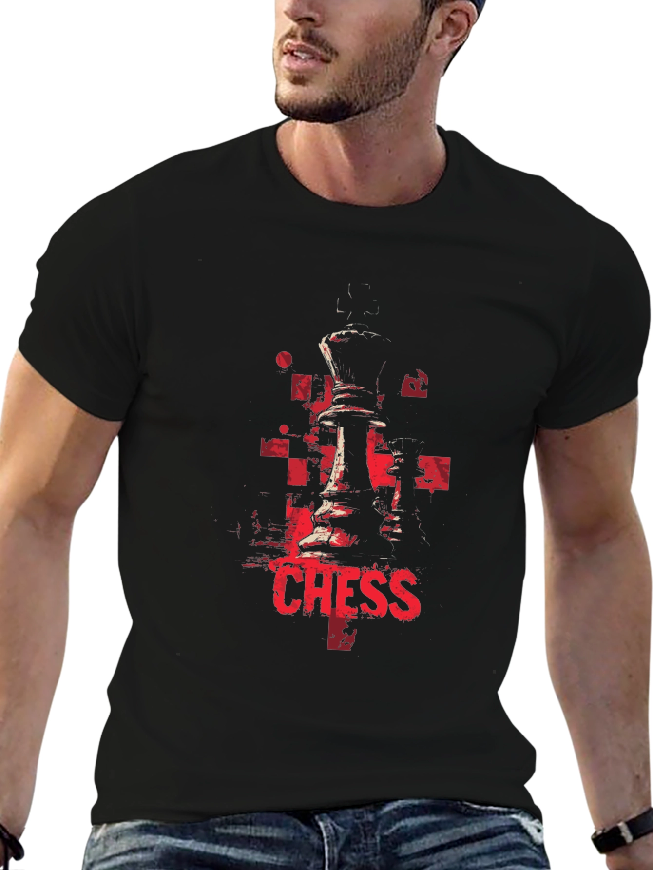 Chess Piece Graphic Black T-Shirt