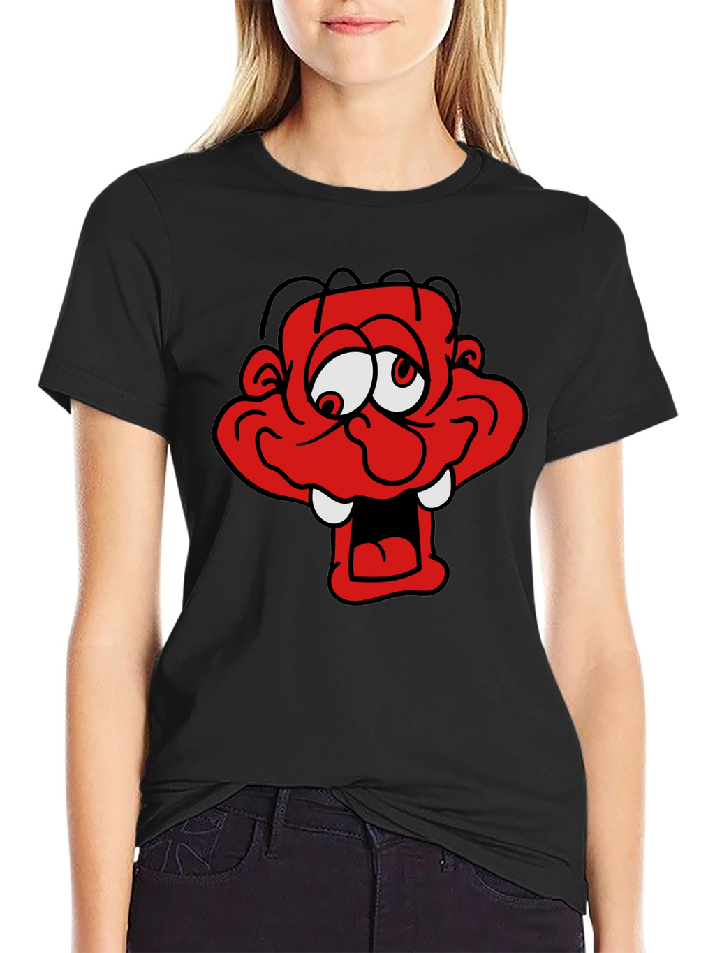Cartoon Monster Graphic Black T-Shirt