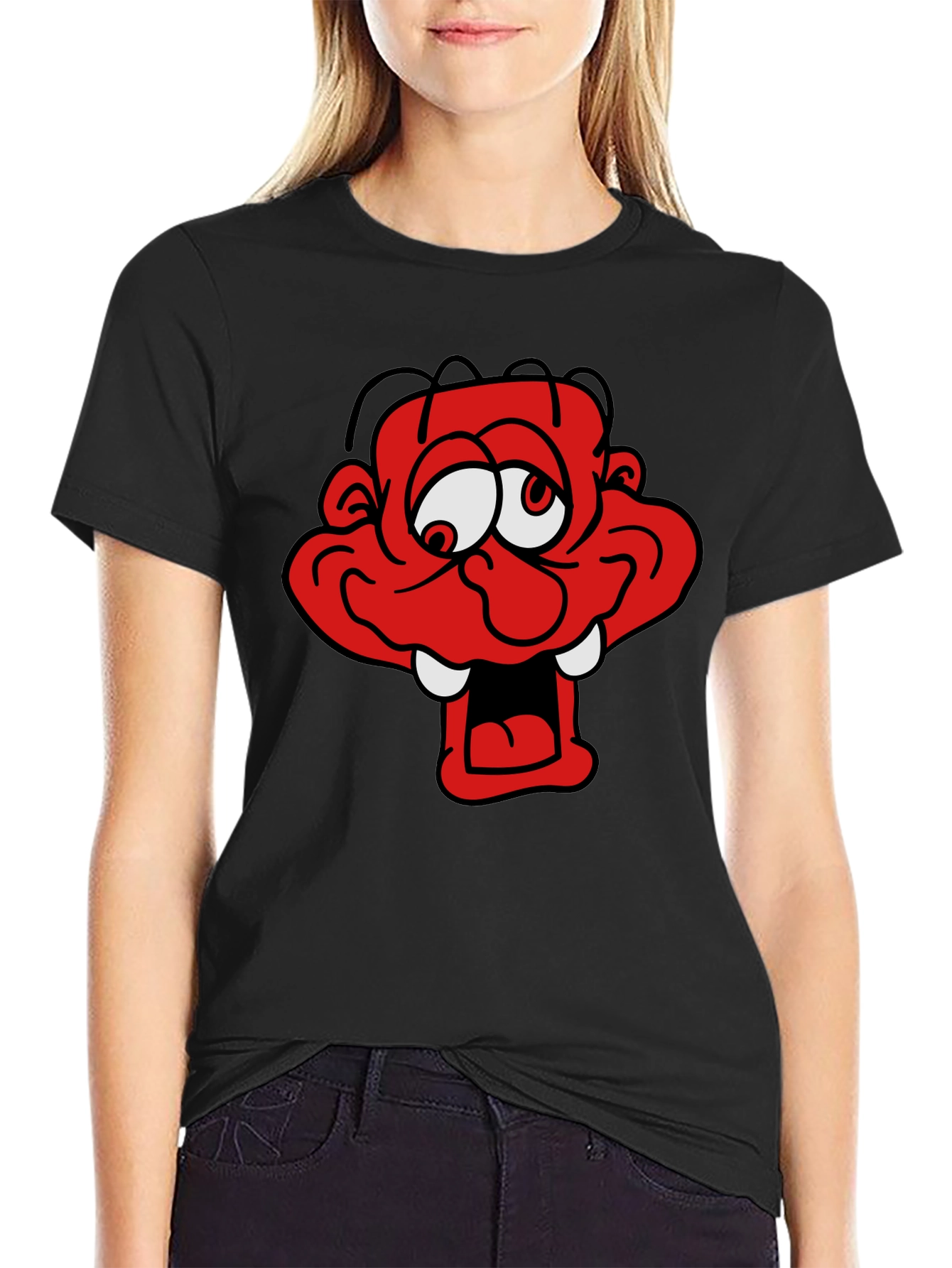 Cartoon Monster Graphic Black T-Shirt