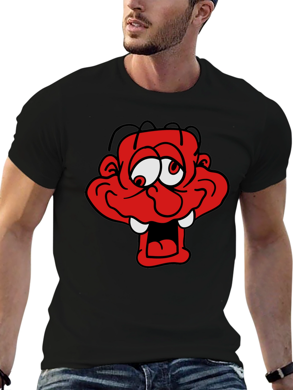 Cartoon Monster Graphic Black T-Shirt