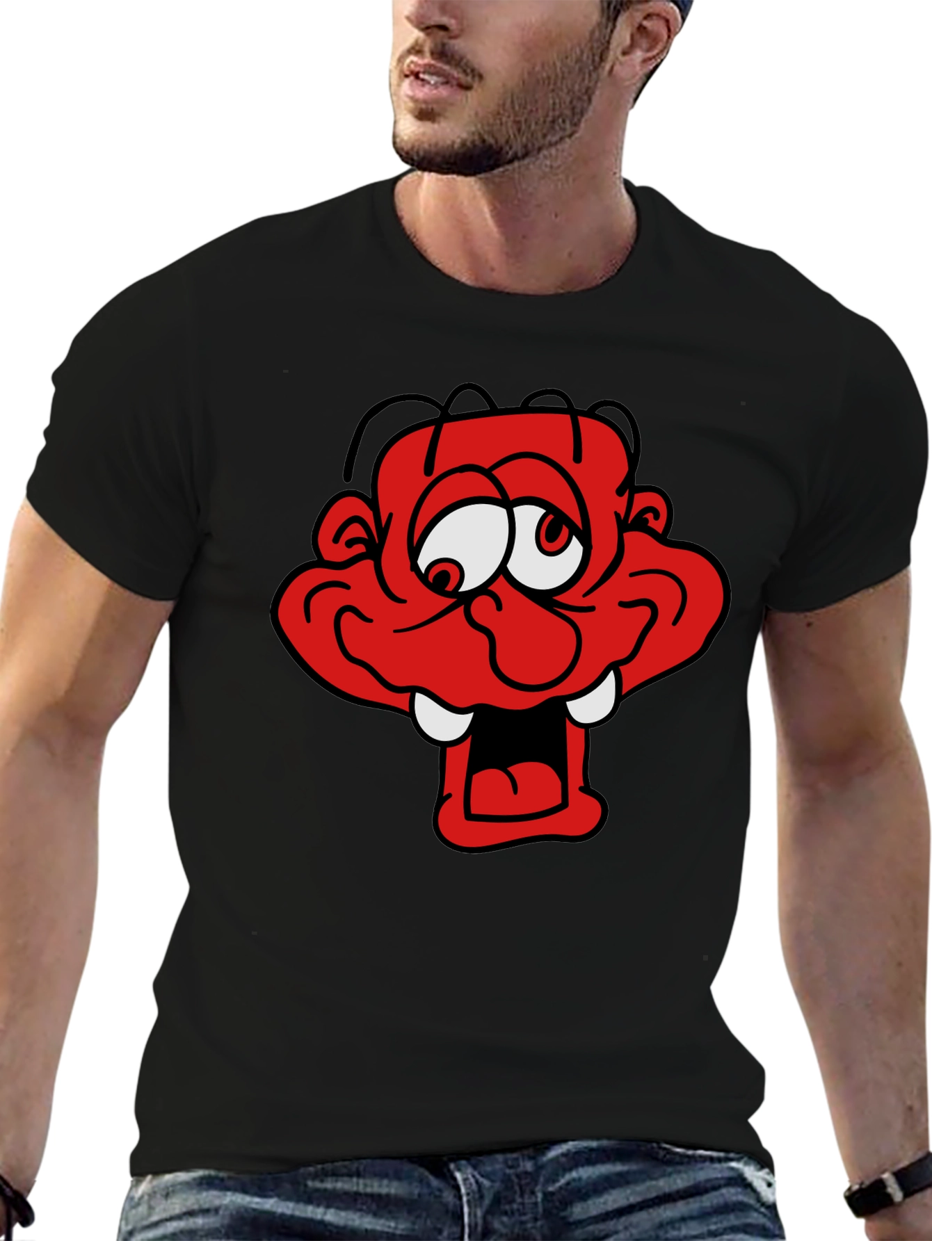 Cartoon Monster Graphic Black T-Shirt