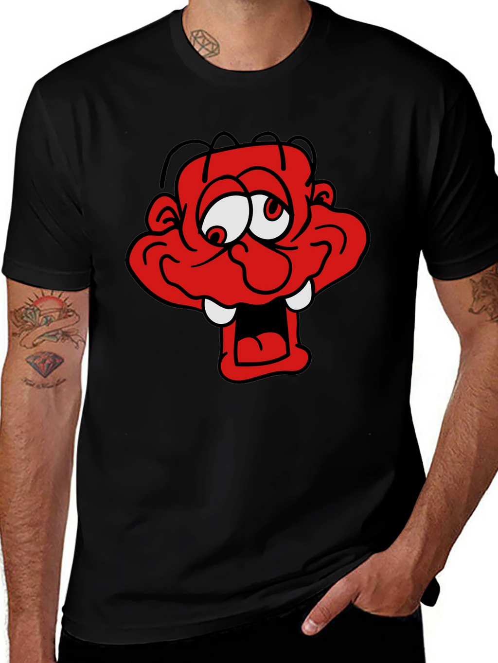 Cartoon Monster Graphic Black T-Shirt