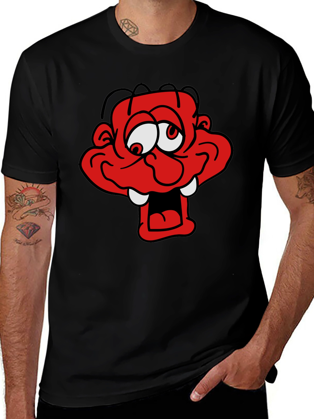 Cartoon Monster Graphic Black T-Shirt