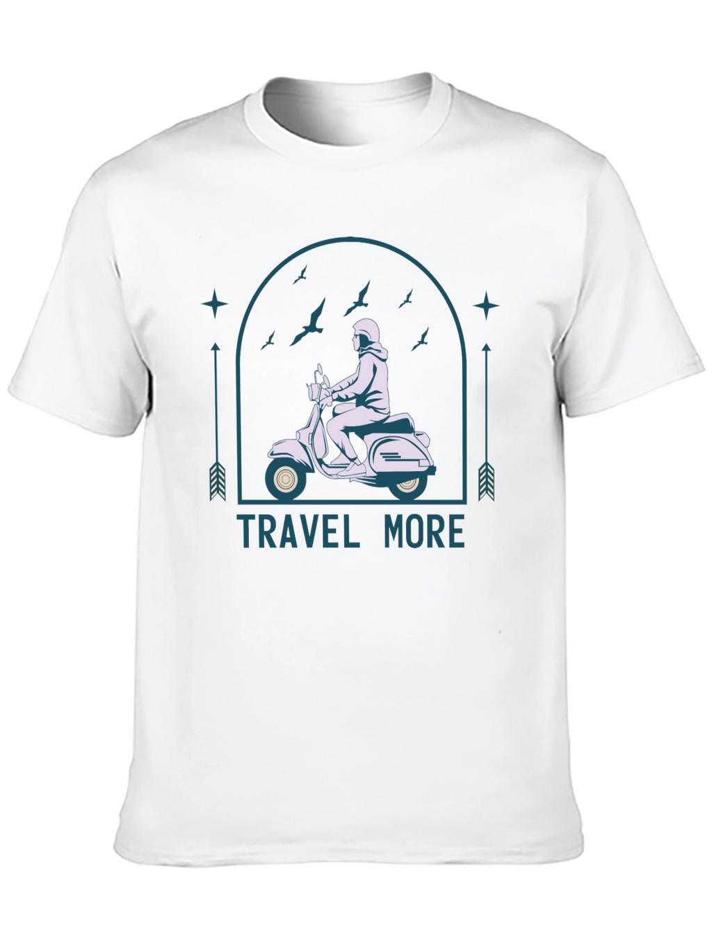 Travel More Black T-Shirt - Scooter Design