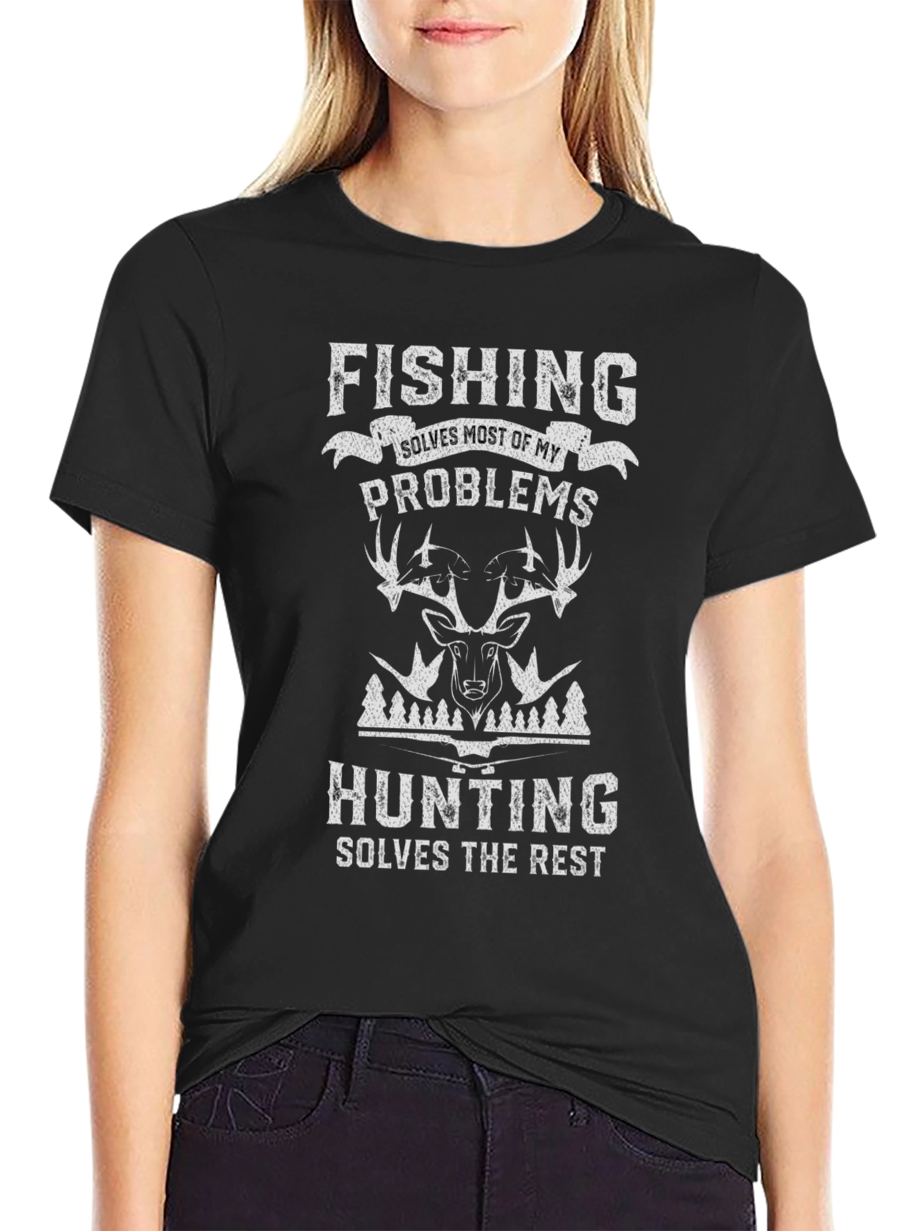 Fishing & Hunting T-Shirt - Solves My Problems