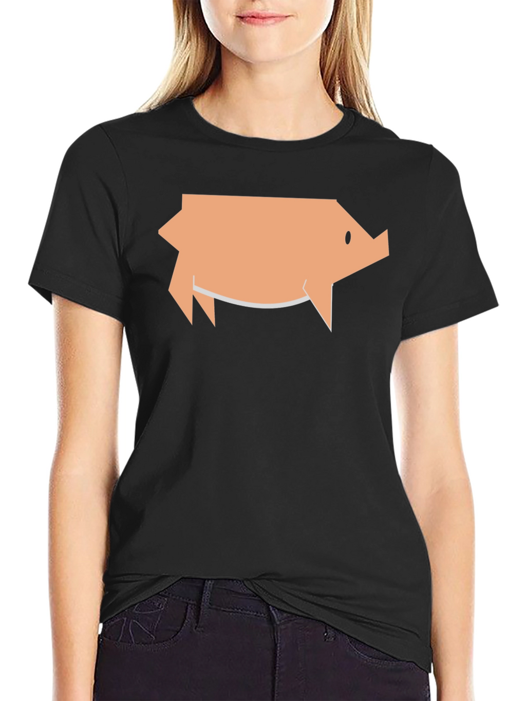 Geometric Pig Graphic Tee - Black