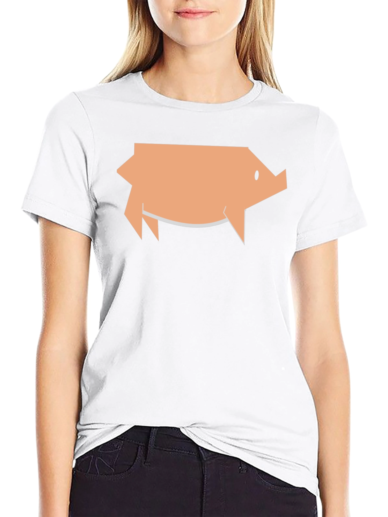 Geometric Pig Graphic Tee - Black