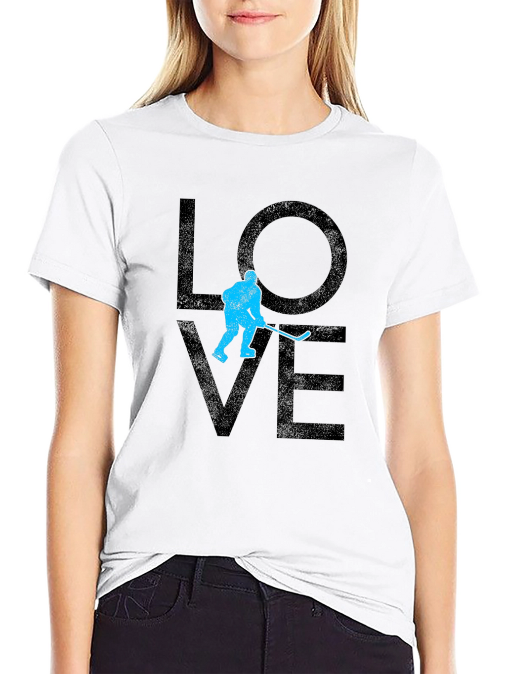 Hockey Love Graphic T-Shirt - Black Casual Tee