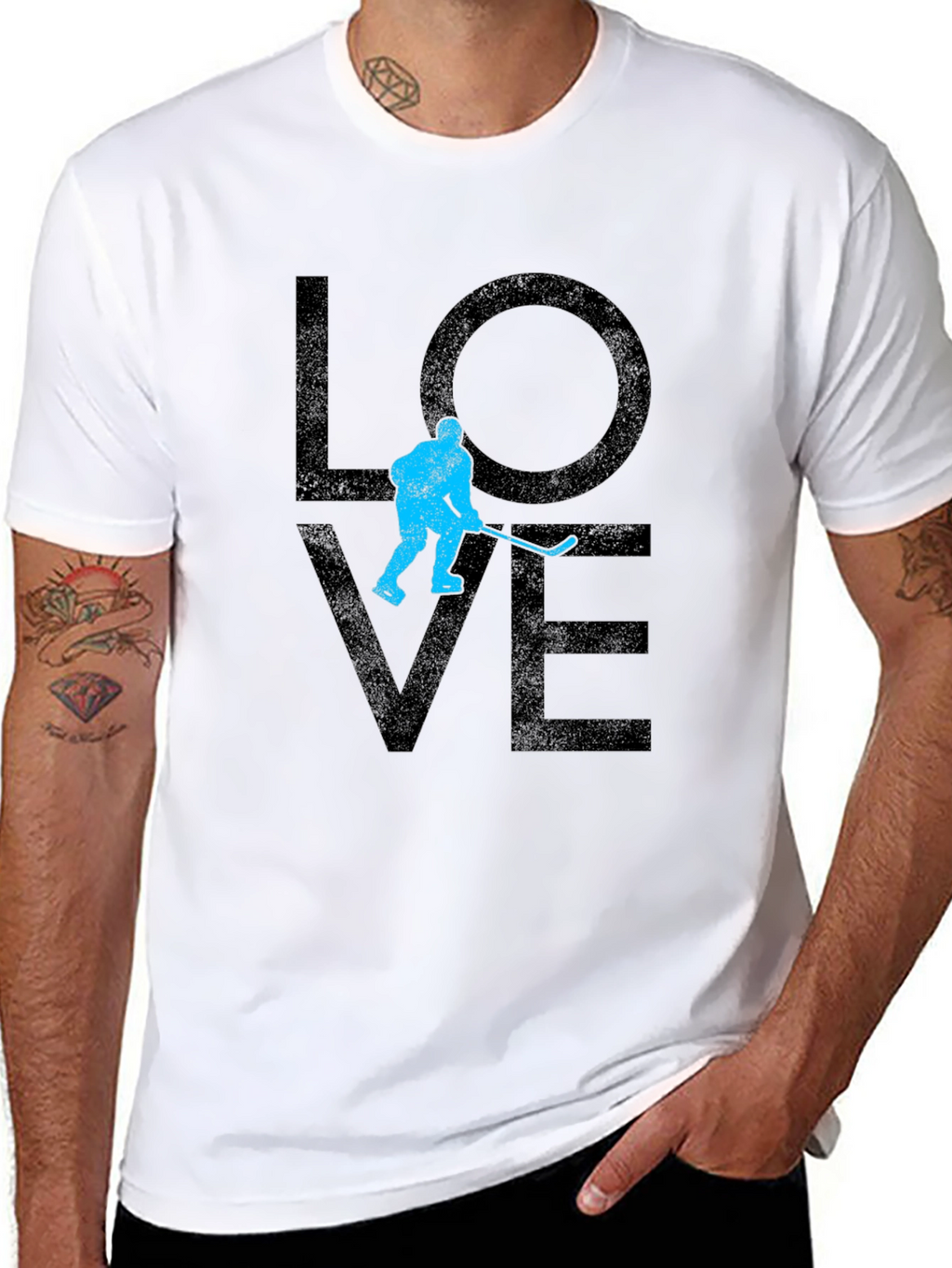 Hockey Love Graphic T-Shirt - Black Casual Tee