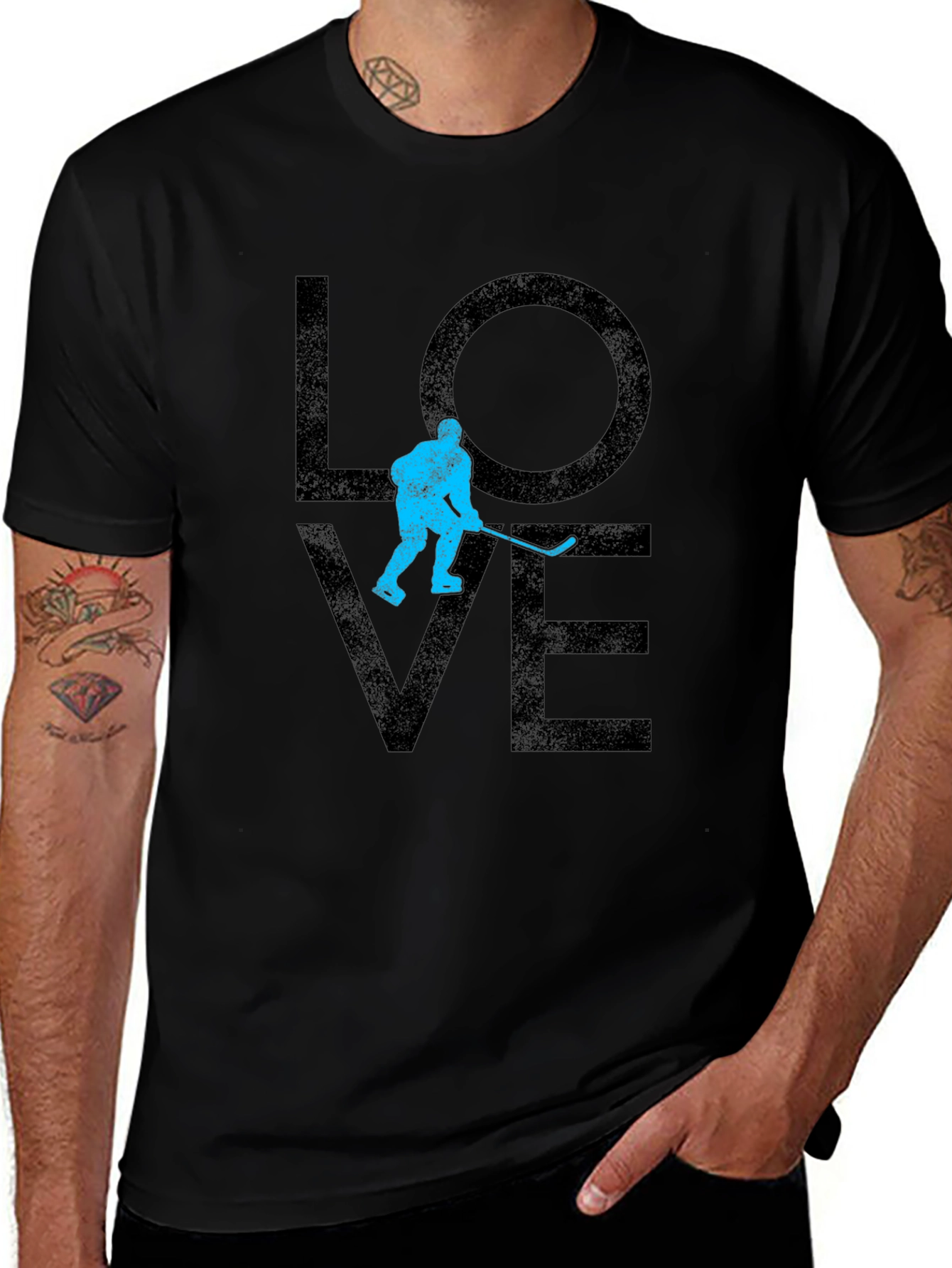 Hockey Love Graphic T-Shirt - Black Casual Tee