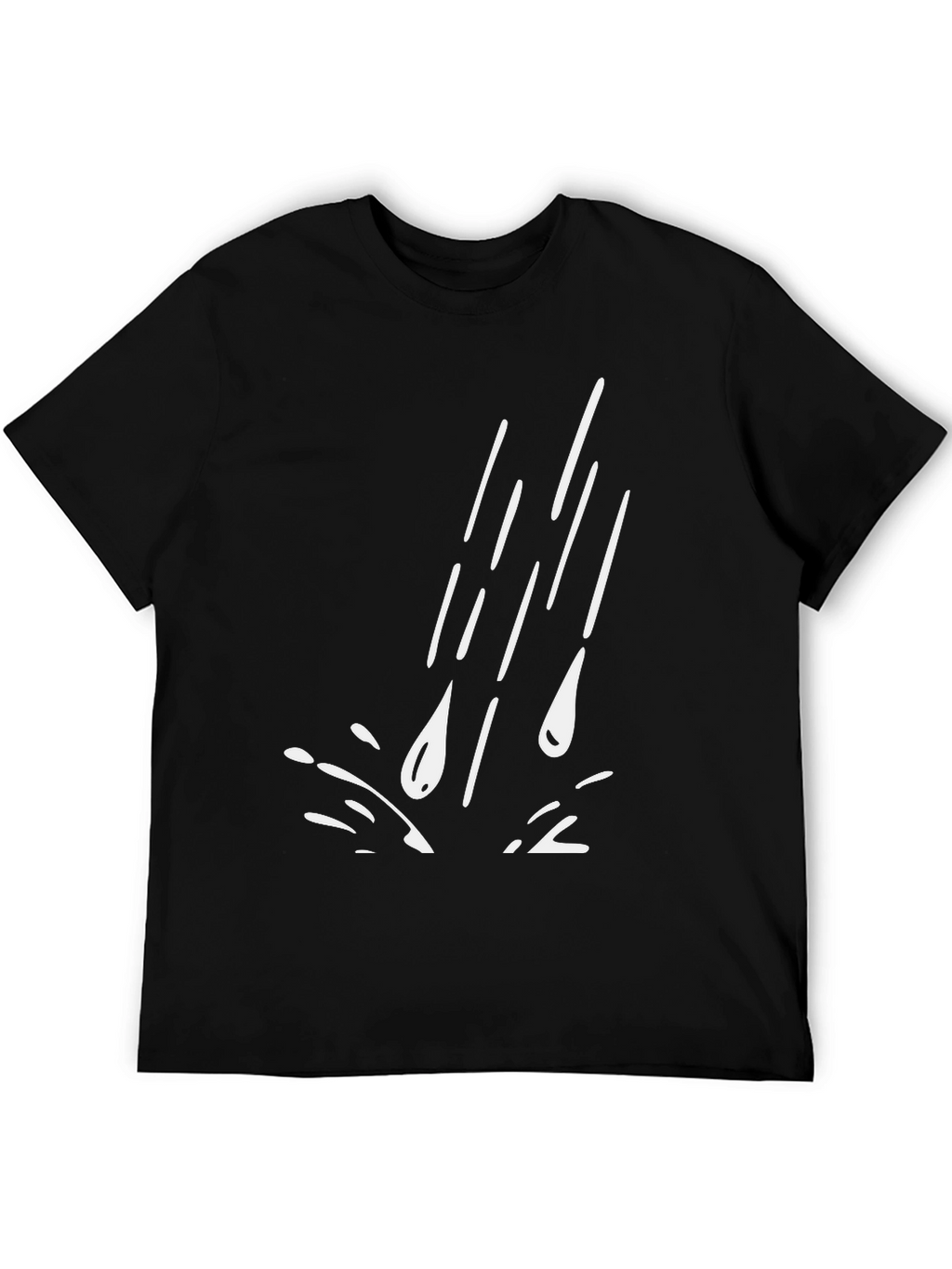 Rain Drop Graphic Tee - Black Casual T-Shirt