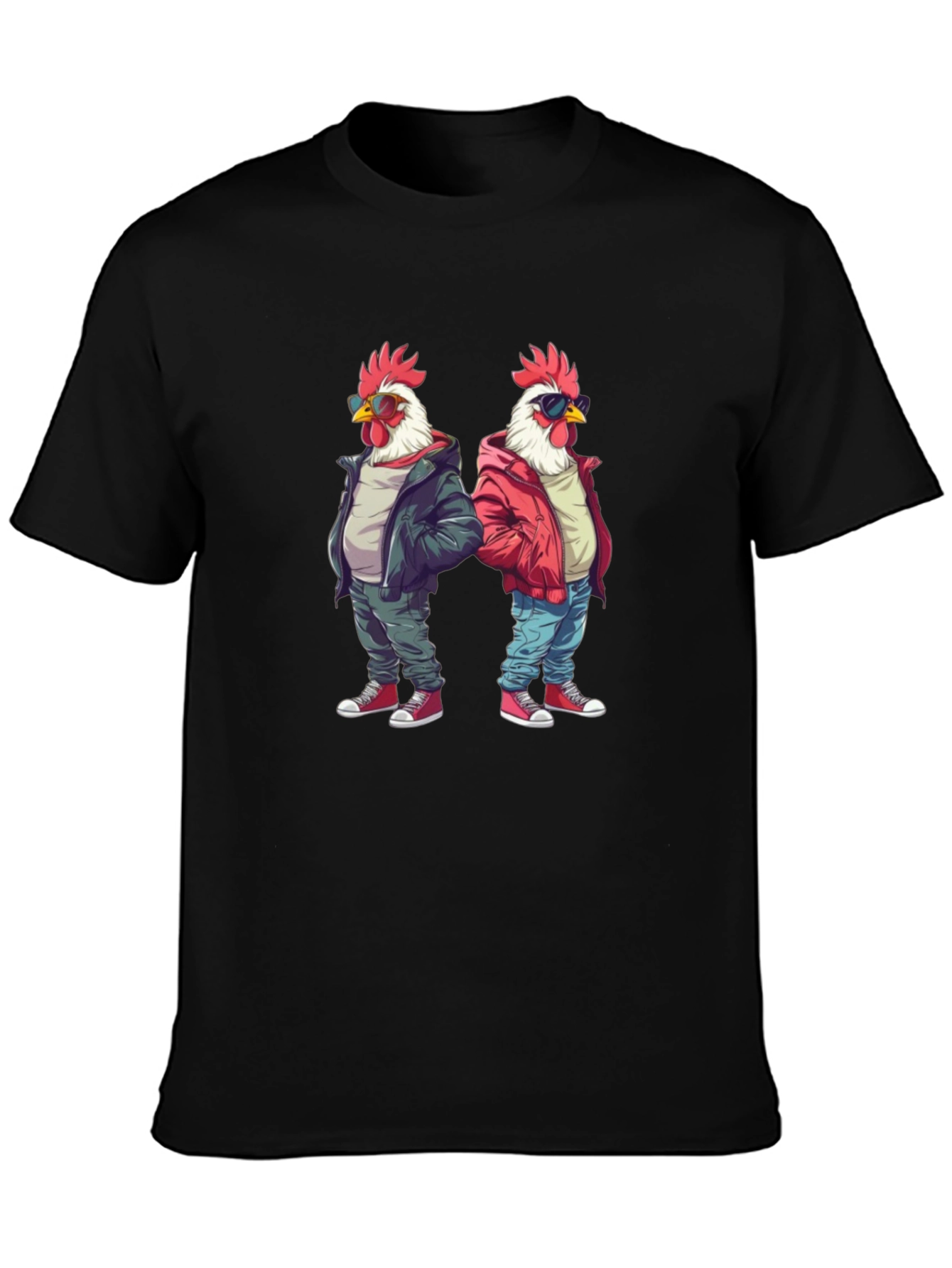 Cool Chicken Graphic Tee - Black Cotton Shirt