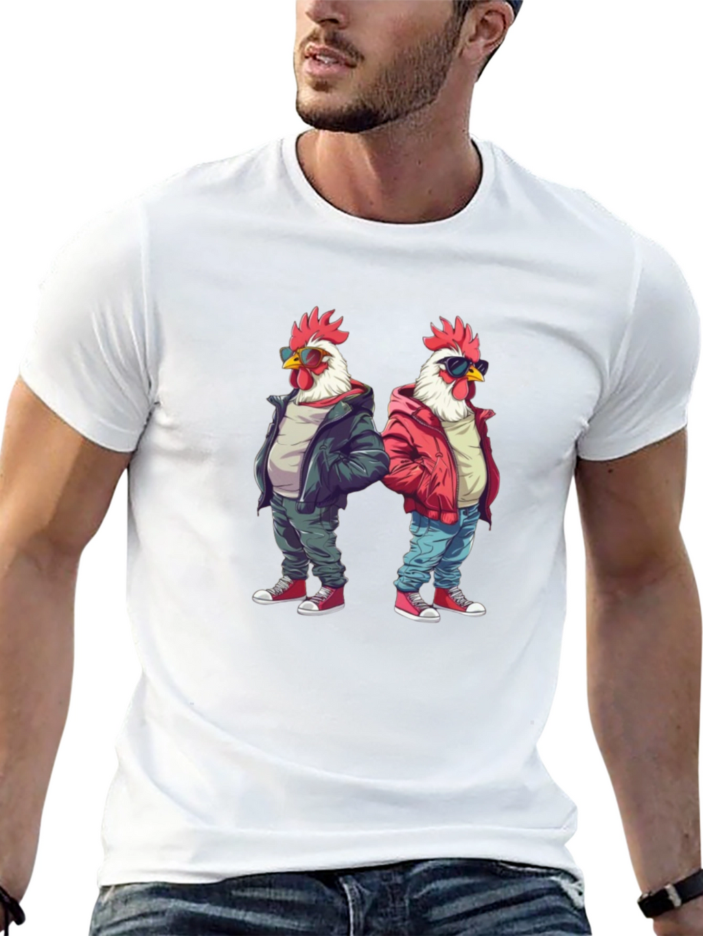 Cool Chicken Graphic Tee - Black Cotton Shirt