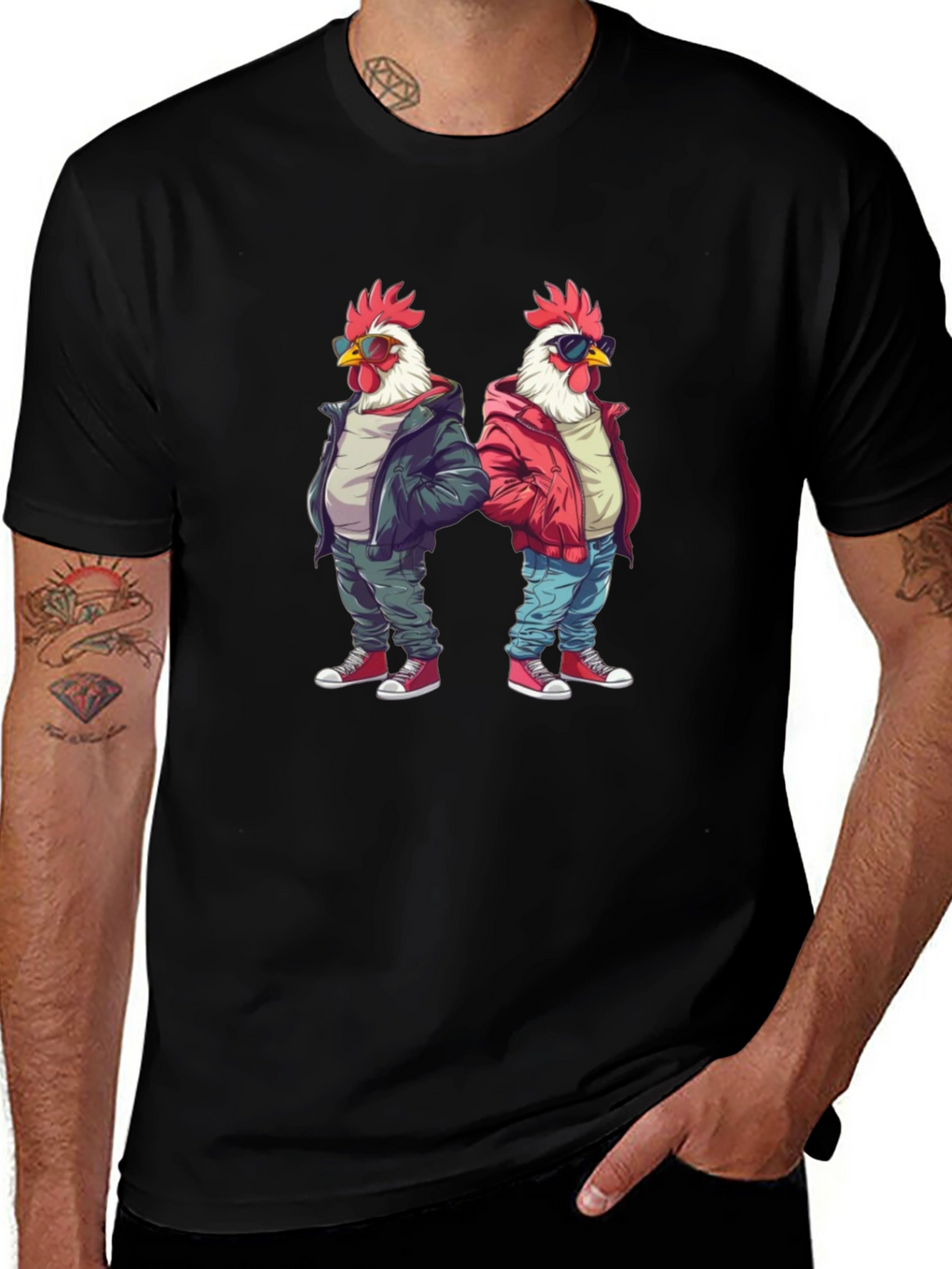 Cool Chicken Graphic Tee - Black Cotton Shirt