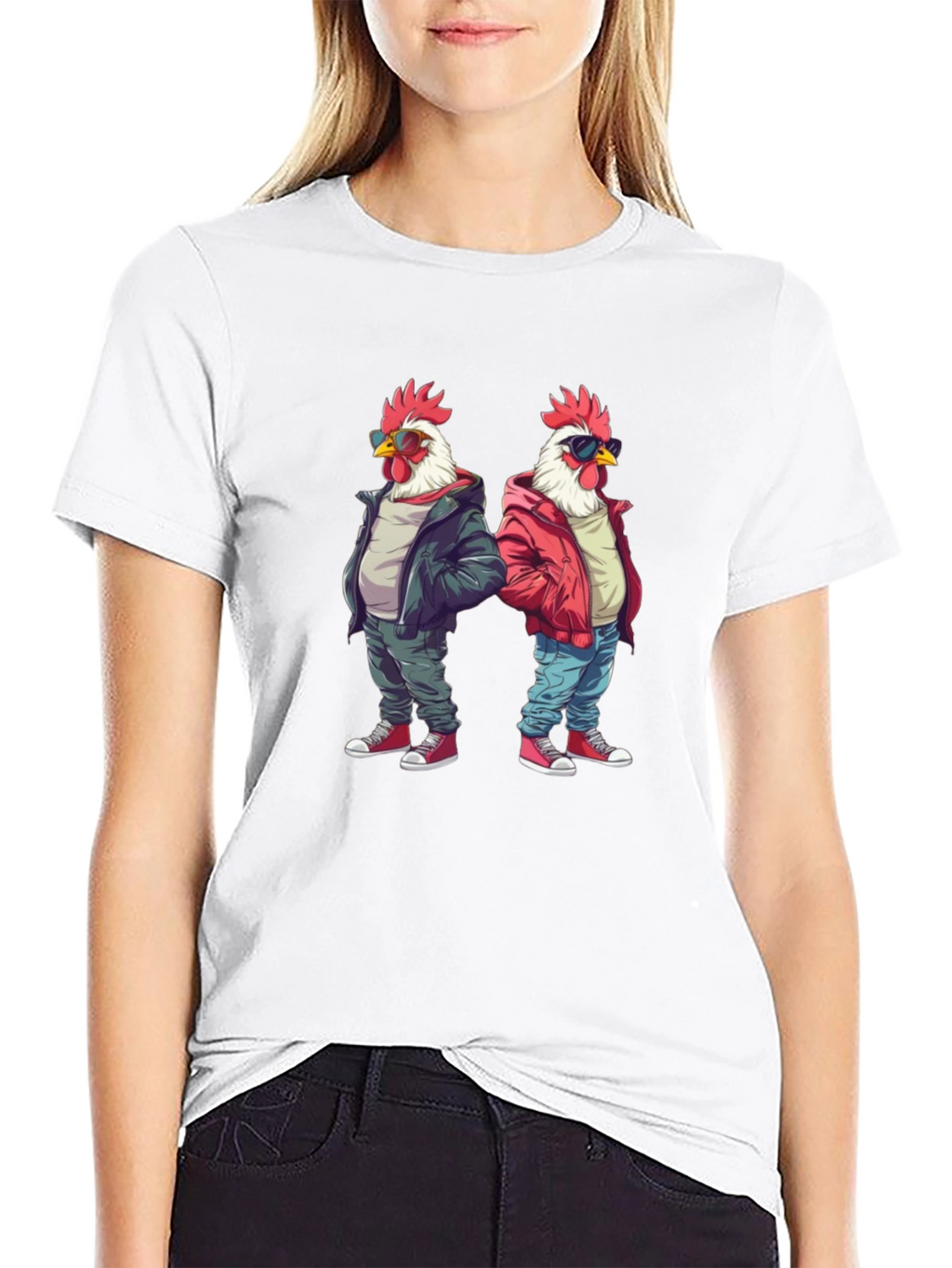 Cool Chicken Graphic Tee - Black Cotton Shirt