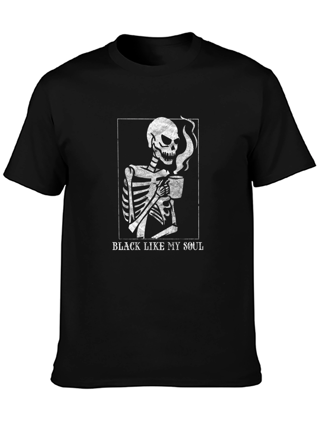 Black Like My Soul T-Shirt Skeleton Coffee Funny Graphic Tee