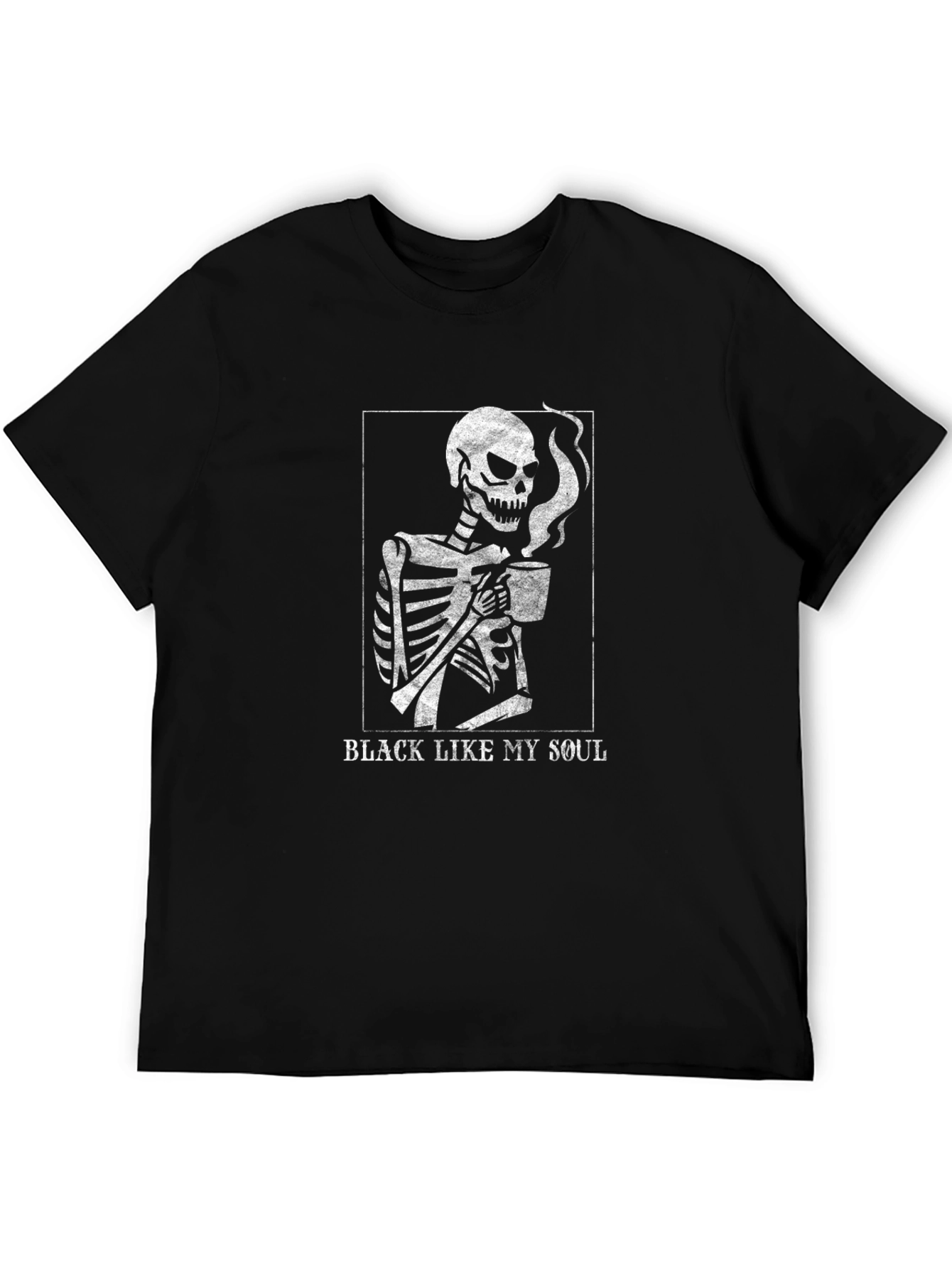 Black Like My Soul T-Shirt Skeleton Coffee Funny Graphic Tee