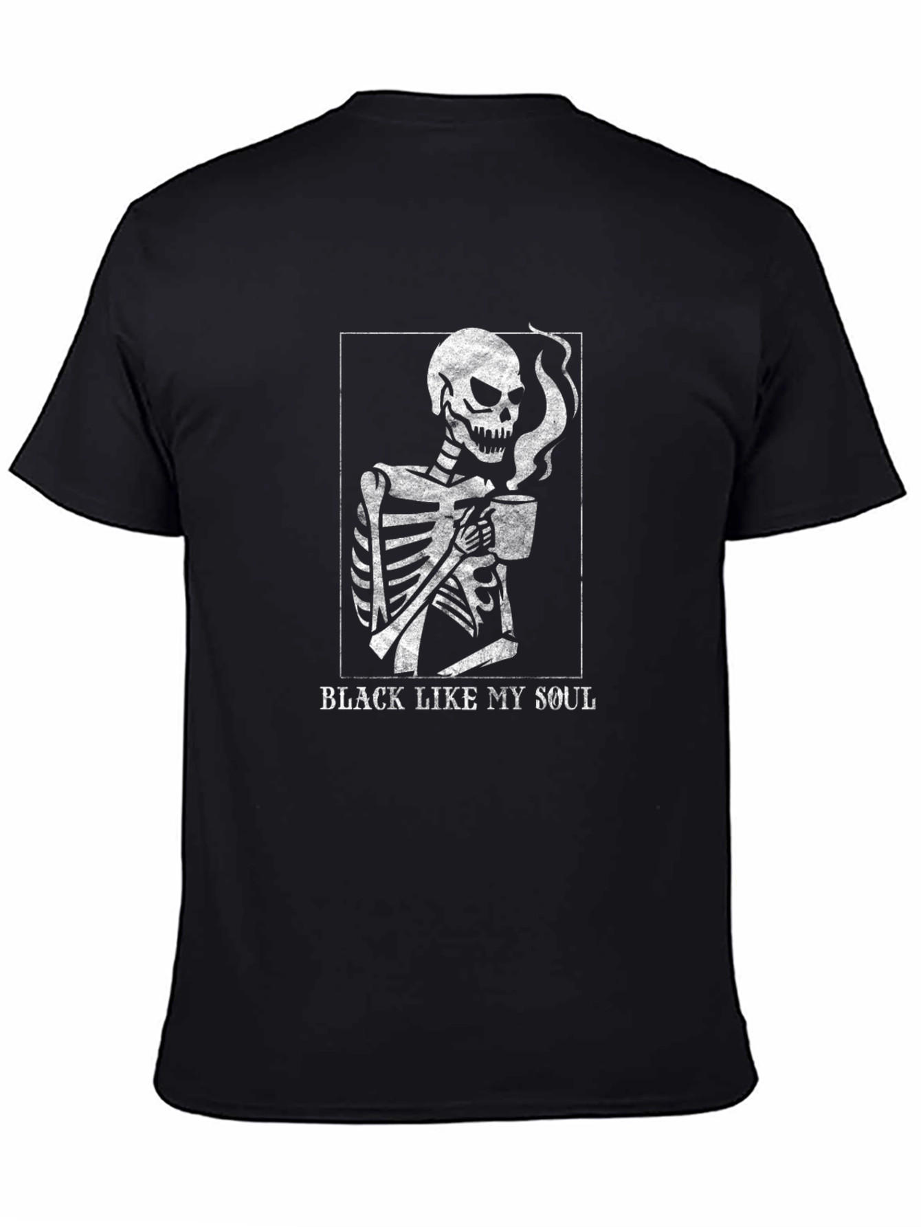 Black Like My Soul T-Shirt Skeleton Coffee Funny Graphic Tee