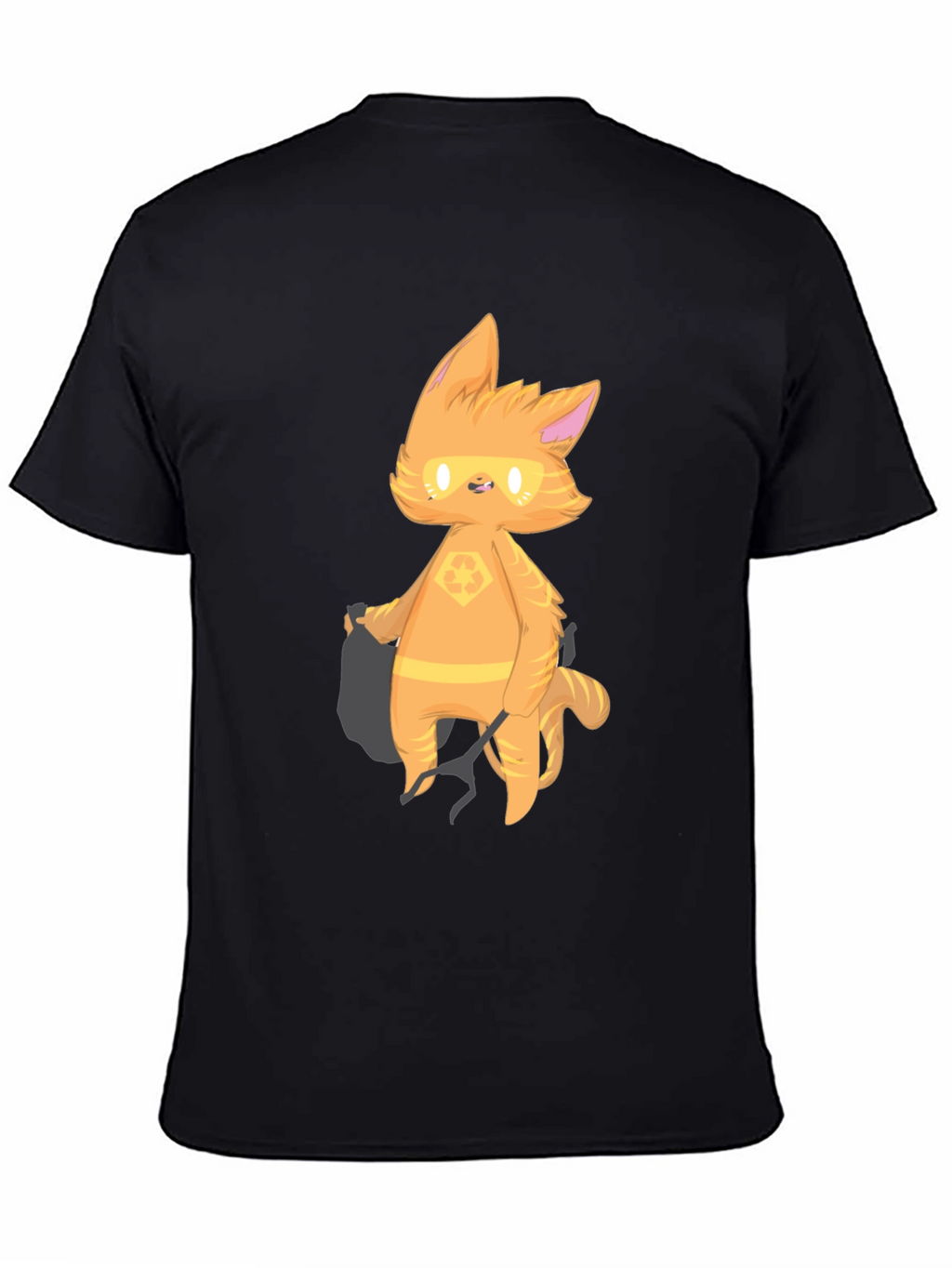 Cartoon Cat Graphic T-Shirt - Black