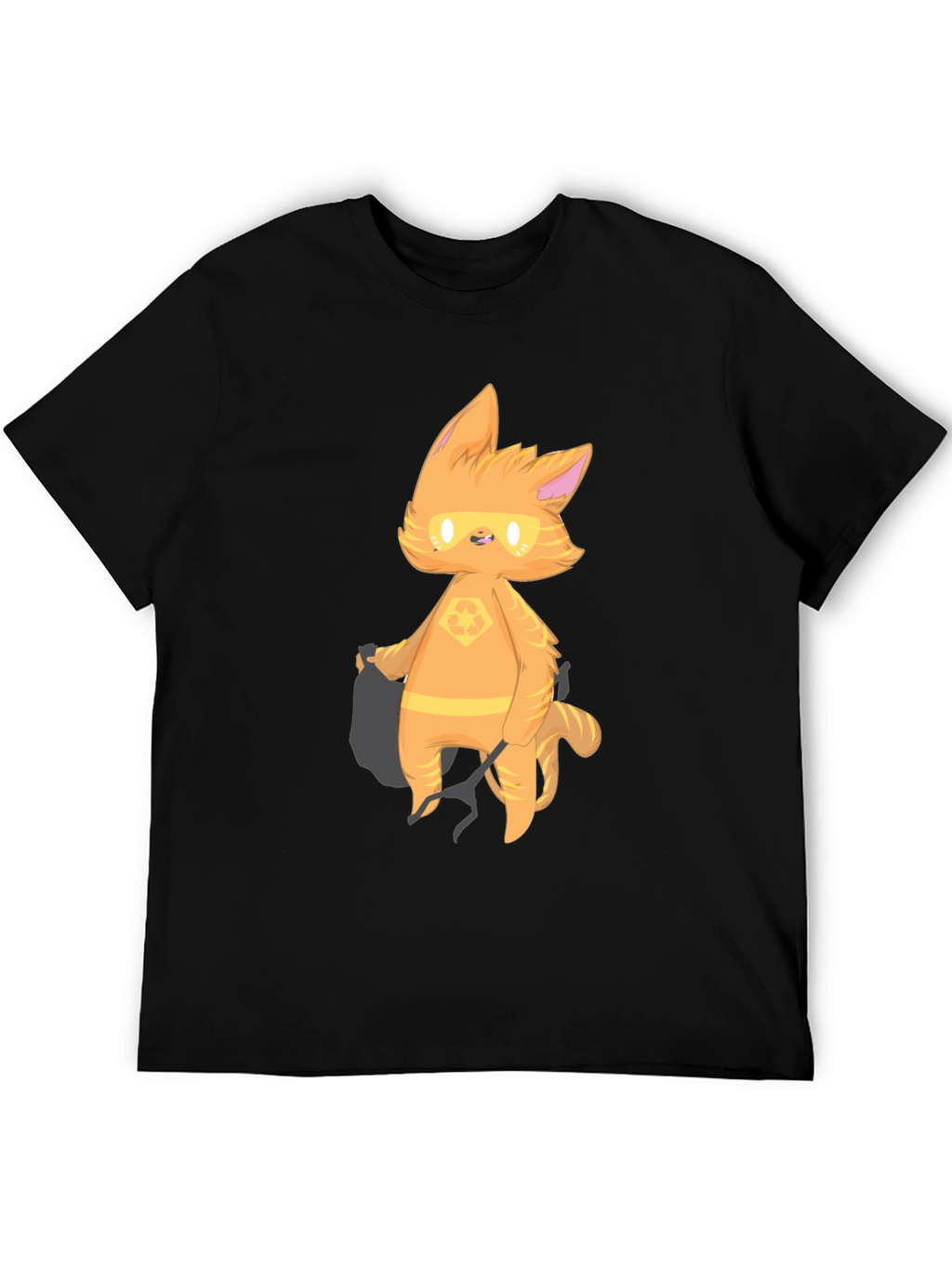 Cartoon Cat Graphic T-Shirt - Black