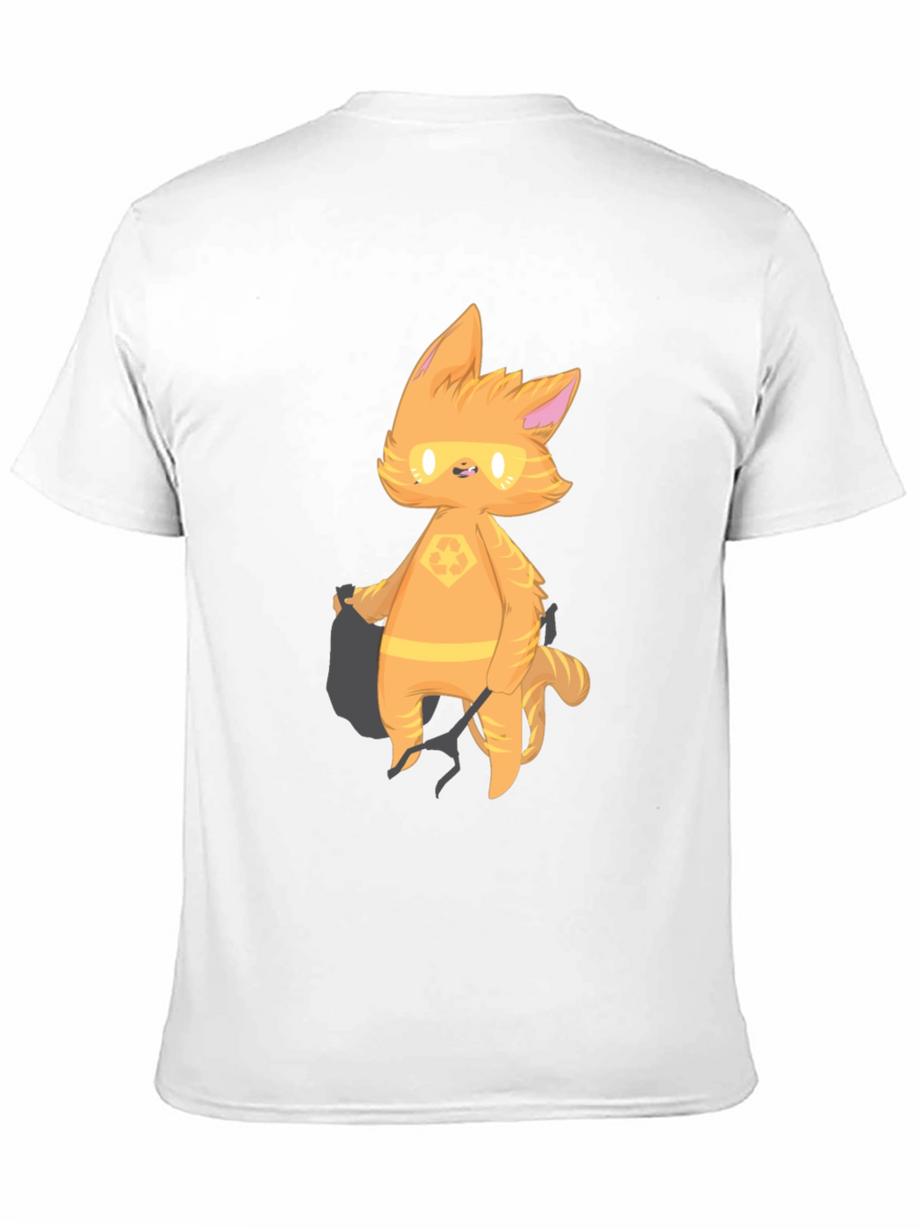 Cartoon Cat Graphic T-Shirt - Black