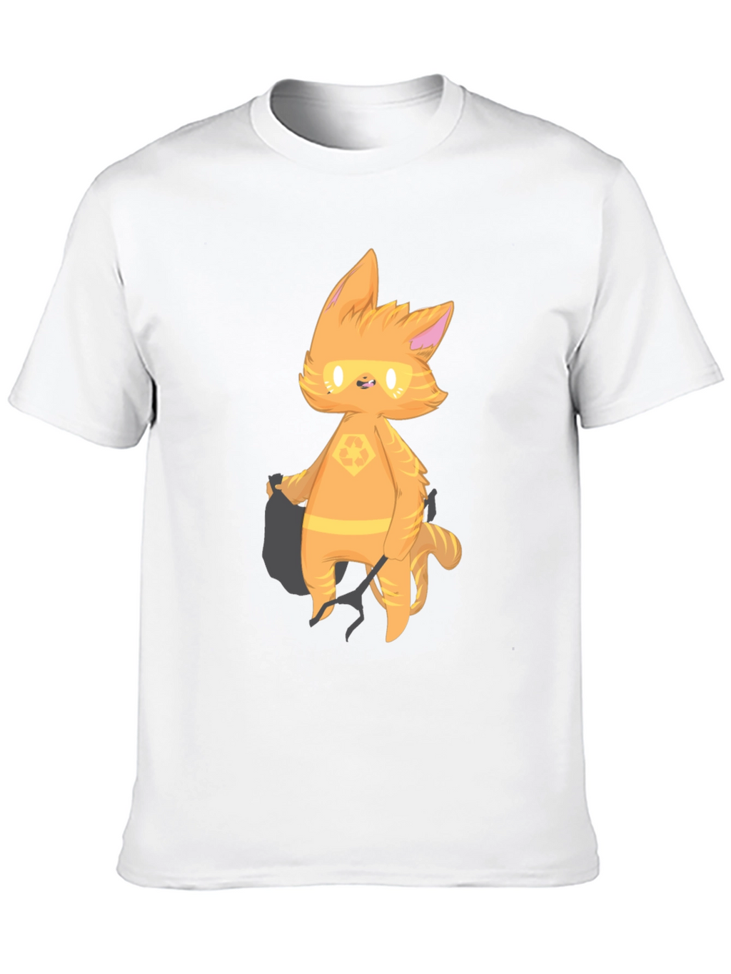 Cartoon Cat Graphic T-Shirt - Black