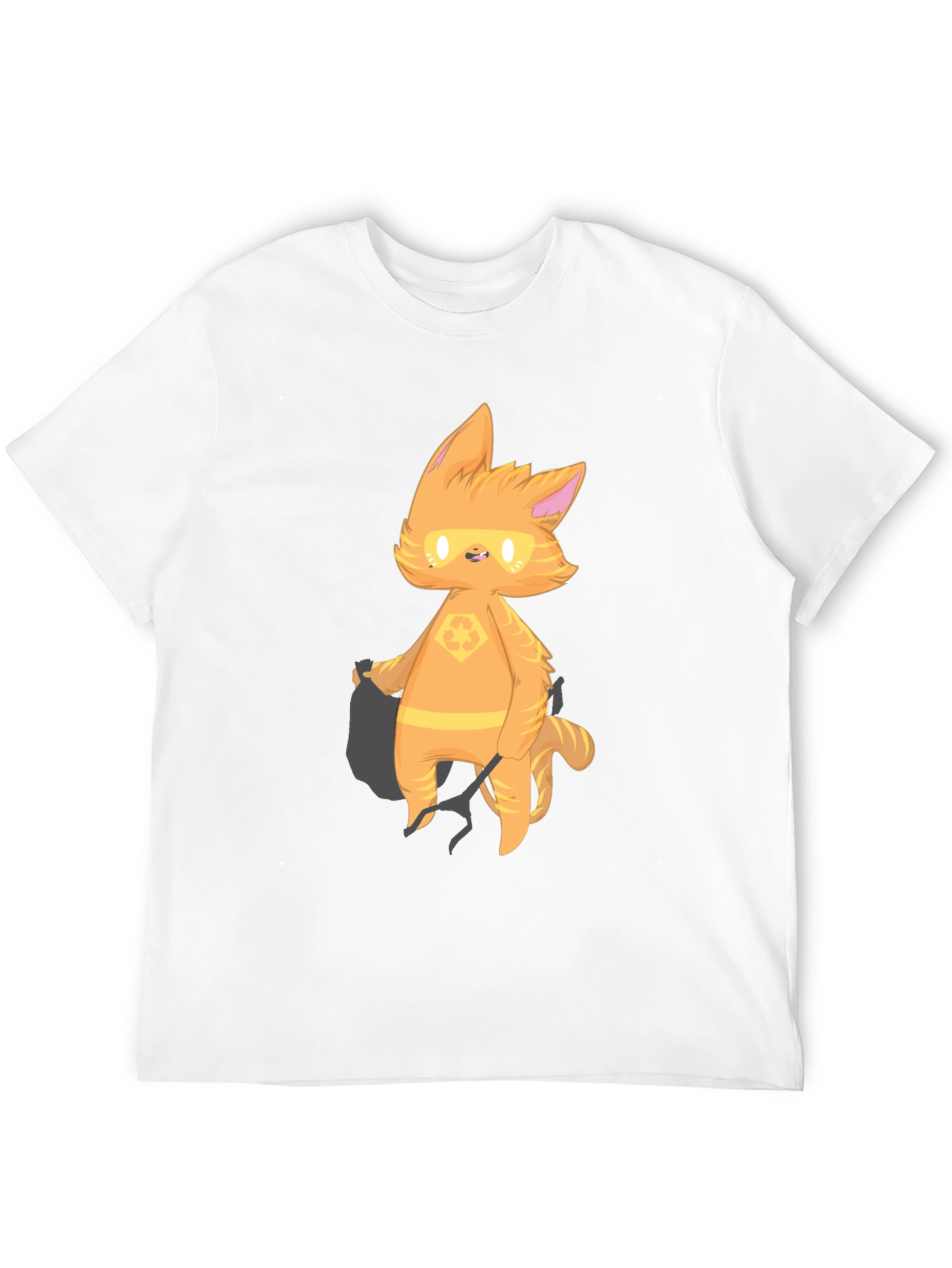 Cartoon Cat Graphic T-Shirt - Black