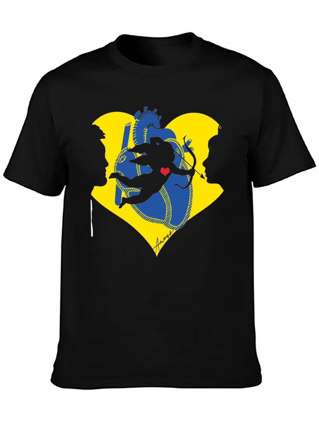 Cupid Heart Black T-Shirt