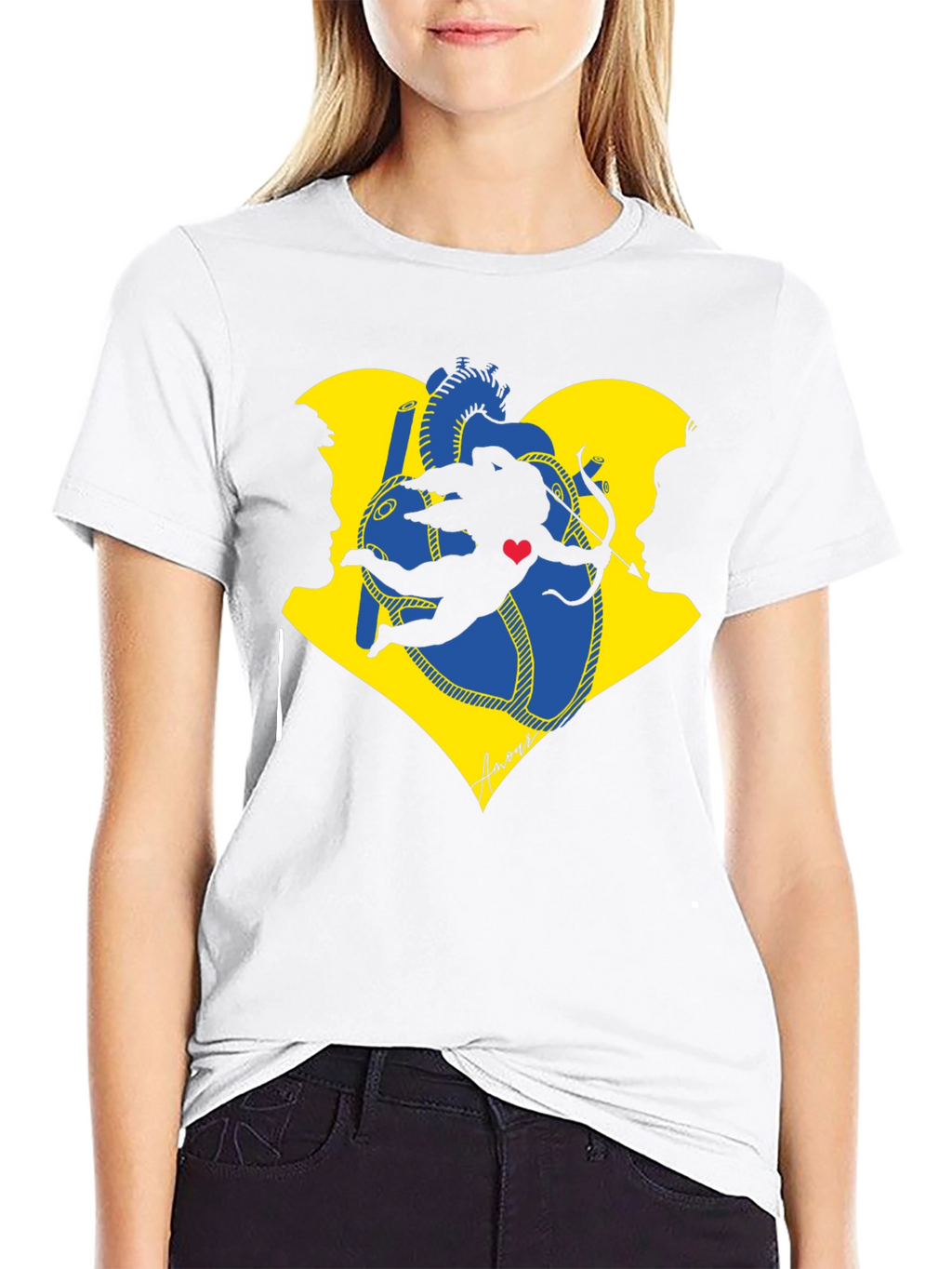 Cupid Heart Black T-Shirt