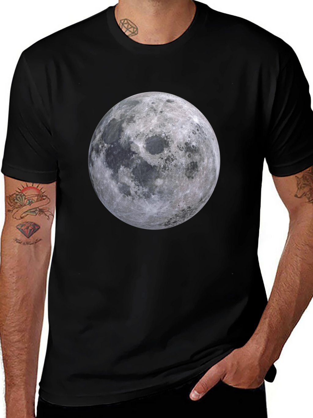 Moon Graphic T-Shirt - Black Cotton Tee