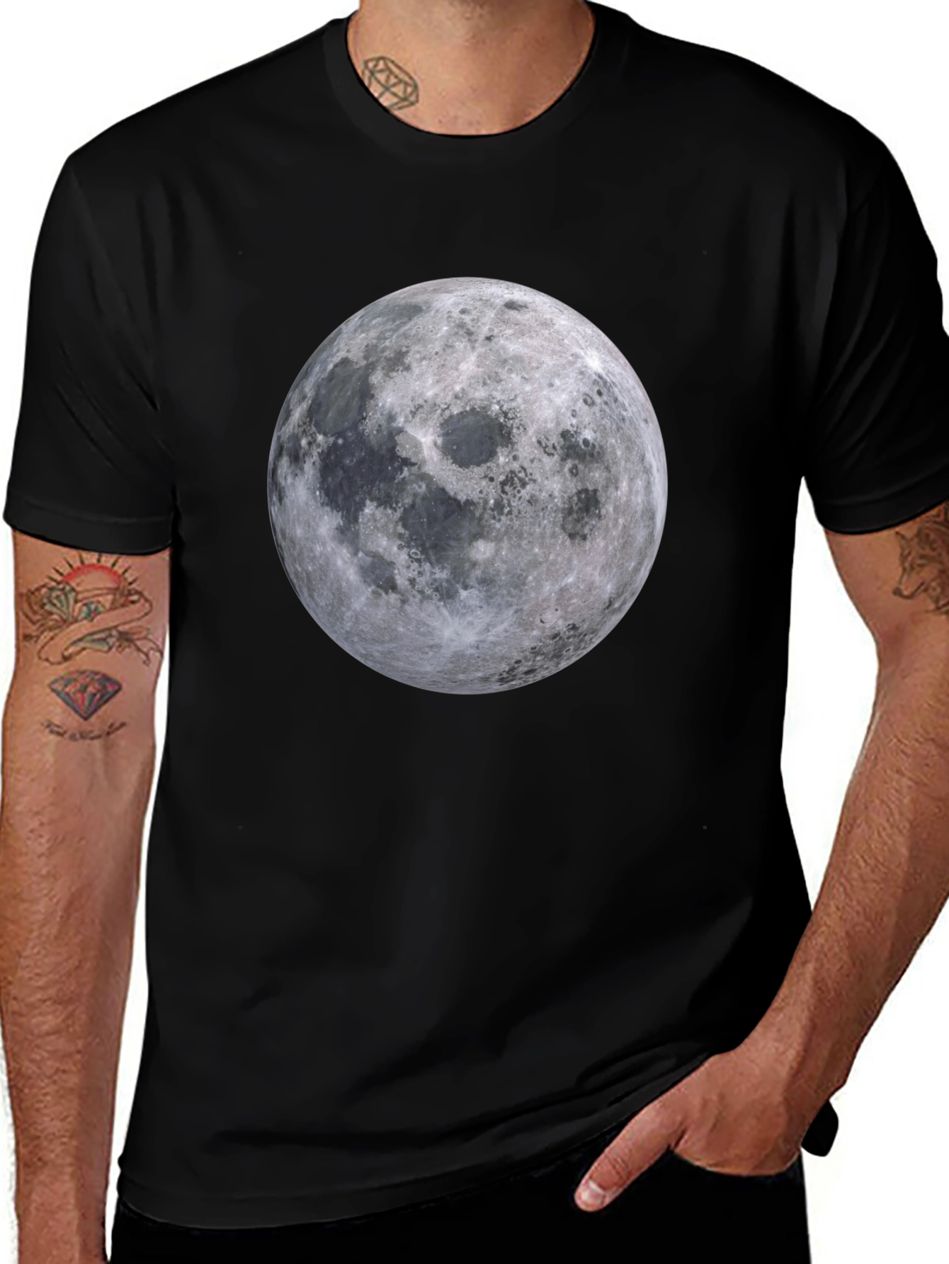 Moon Graphic T-Shirt - Black Cotton Tee