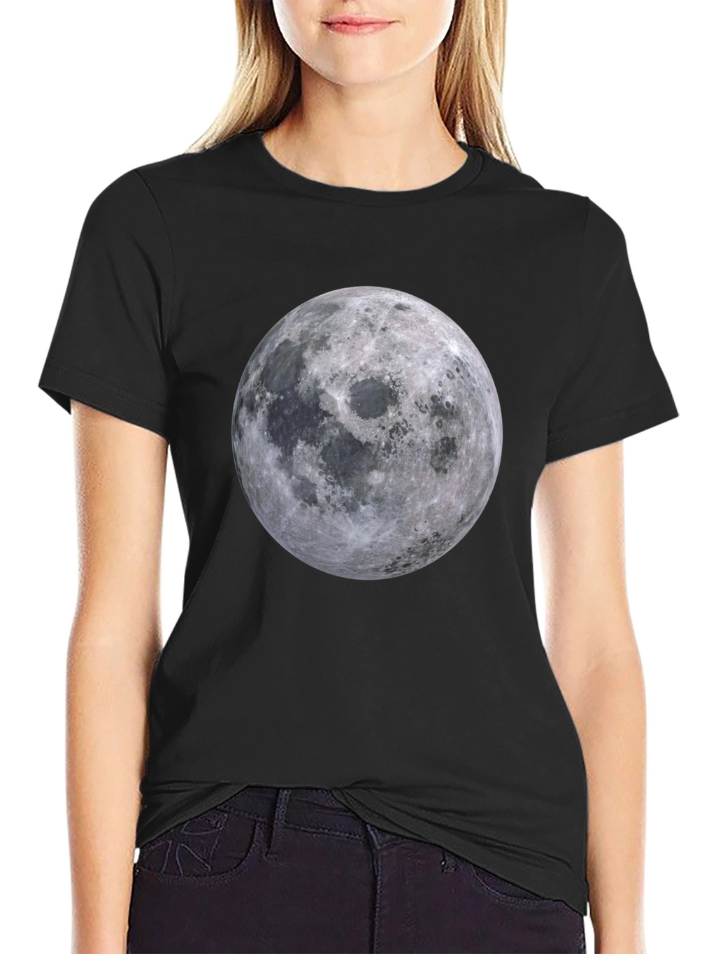 Moon Graphic T-Shirt - Black Cotton Tee