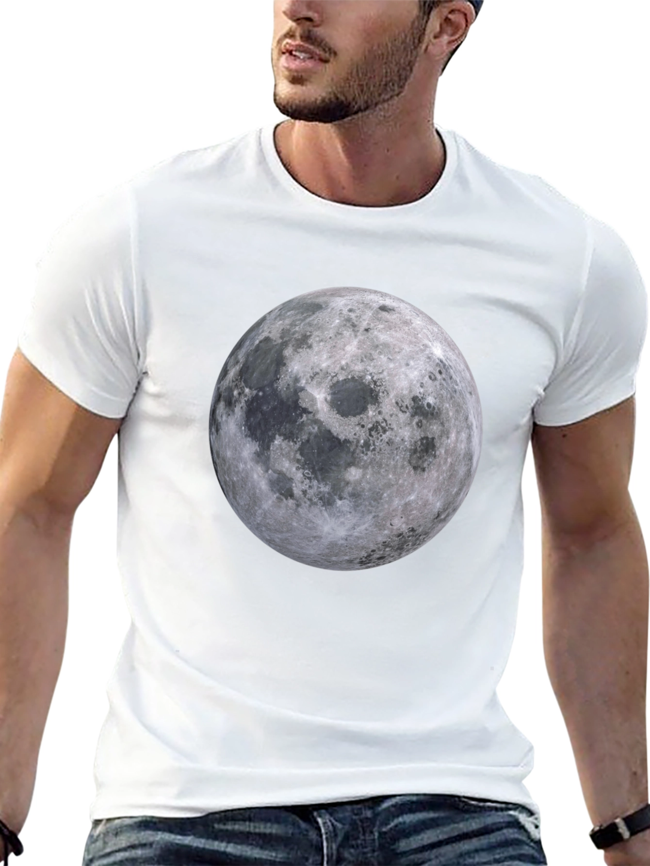 Moon Graphic T-Shirt - Black Cotton Tee