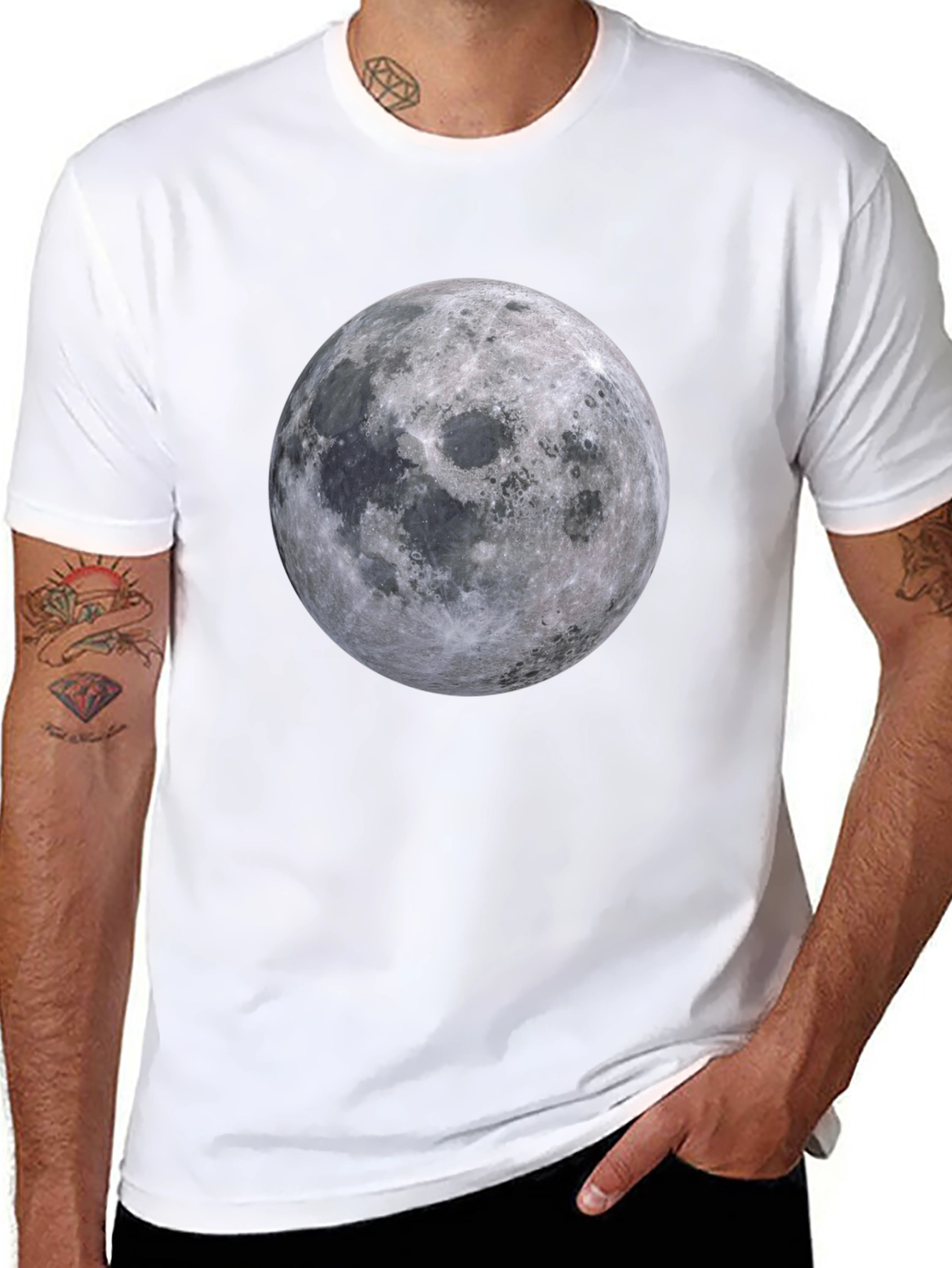 Moon Graphic T-Shirt - Black Cotton Tee