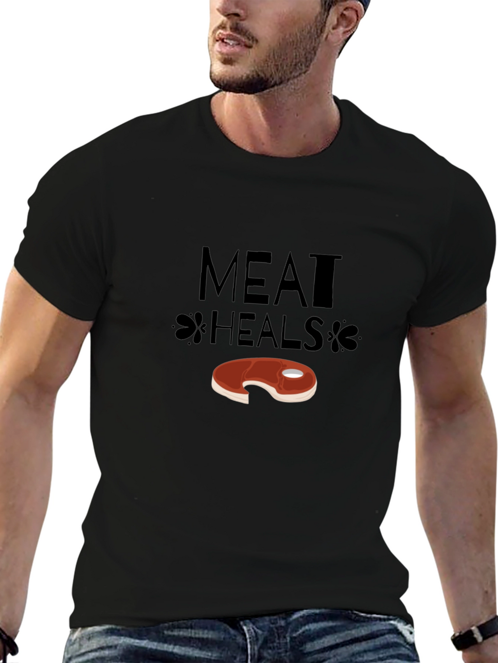 Meat Heals Graphic T-Shirt - Funny Steak Tee
