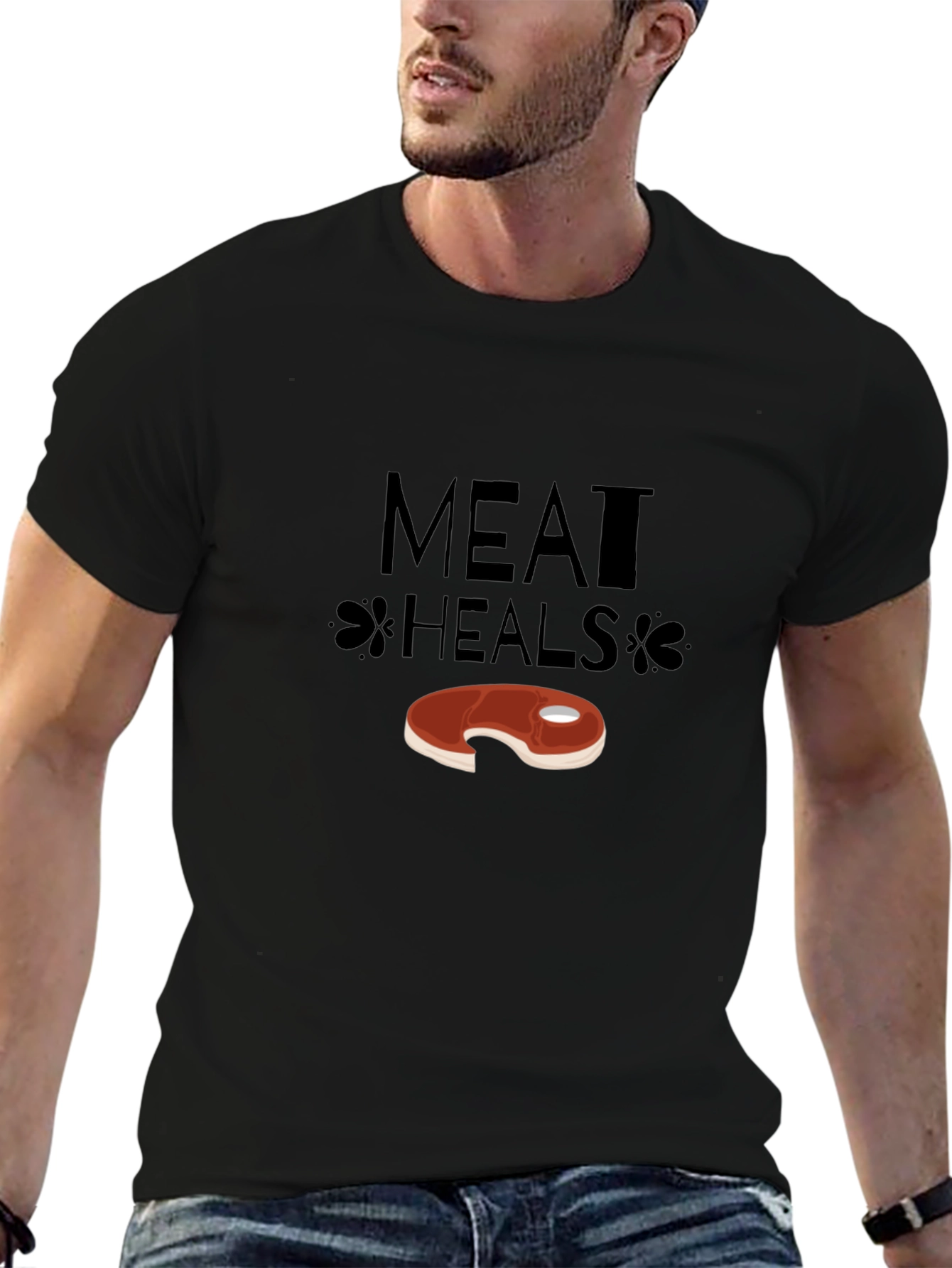 Meat Heals Graphic T-Shirt - Funny Steak Tee