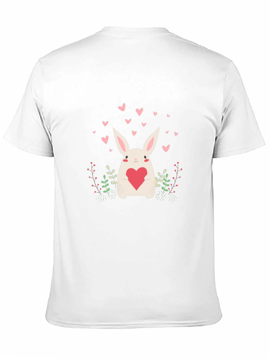 Cute Bunny Heart Graphic Black Tee