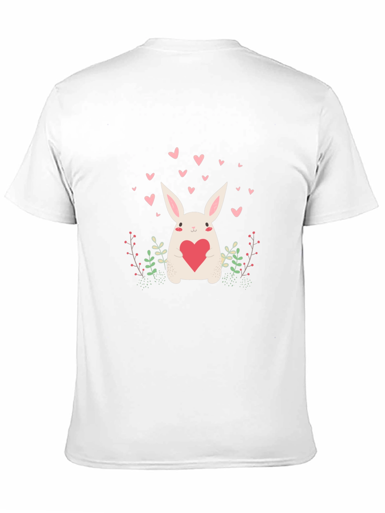 Cute Bunny Heart Graphic Black Tee